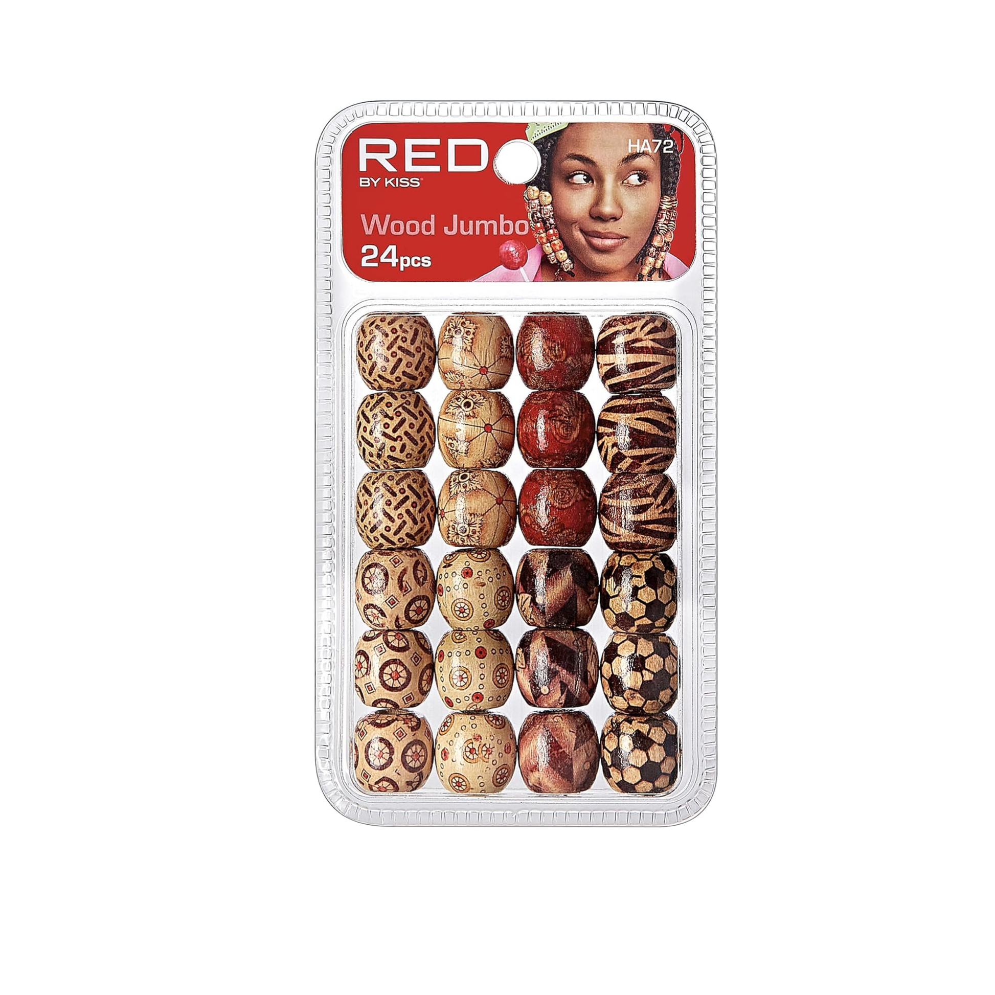 24-piece jumbo wooden hair beads with 8mm hole – patterned barrel beads for braids, locs, twists, and DIY crafts