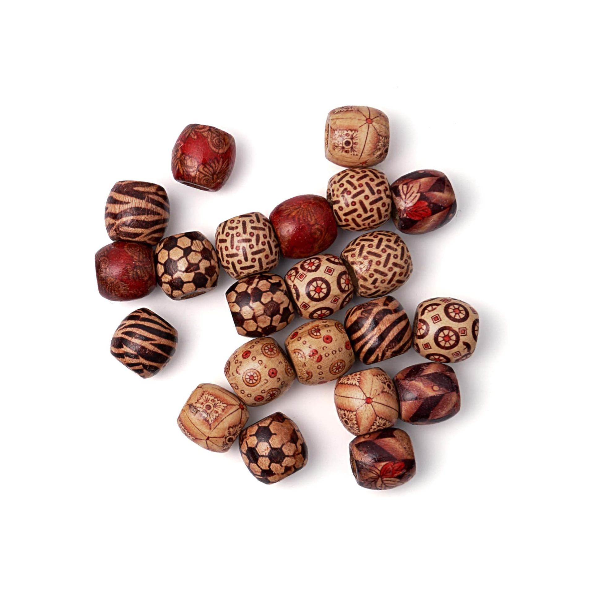 Jumbo Wooden Hair Beads 24 pcs