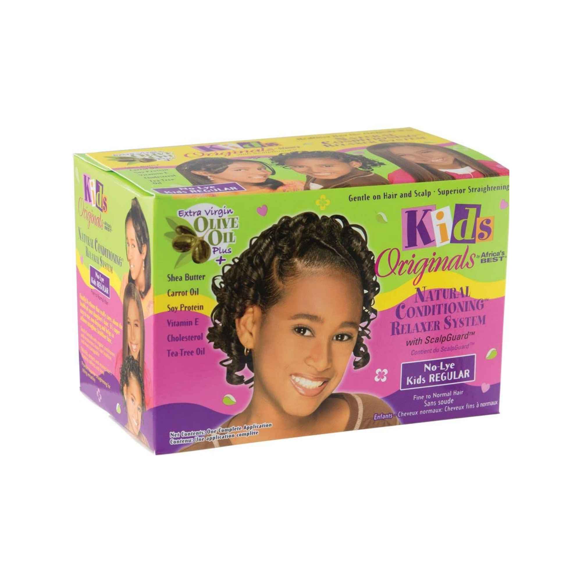 Kids conditioning relaxer system with scalp protection herbal blend