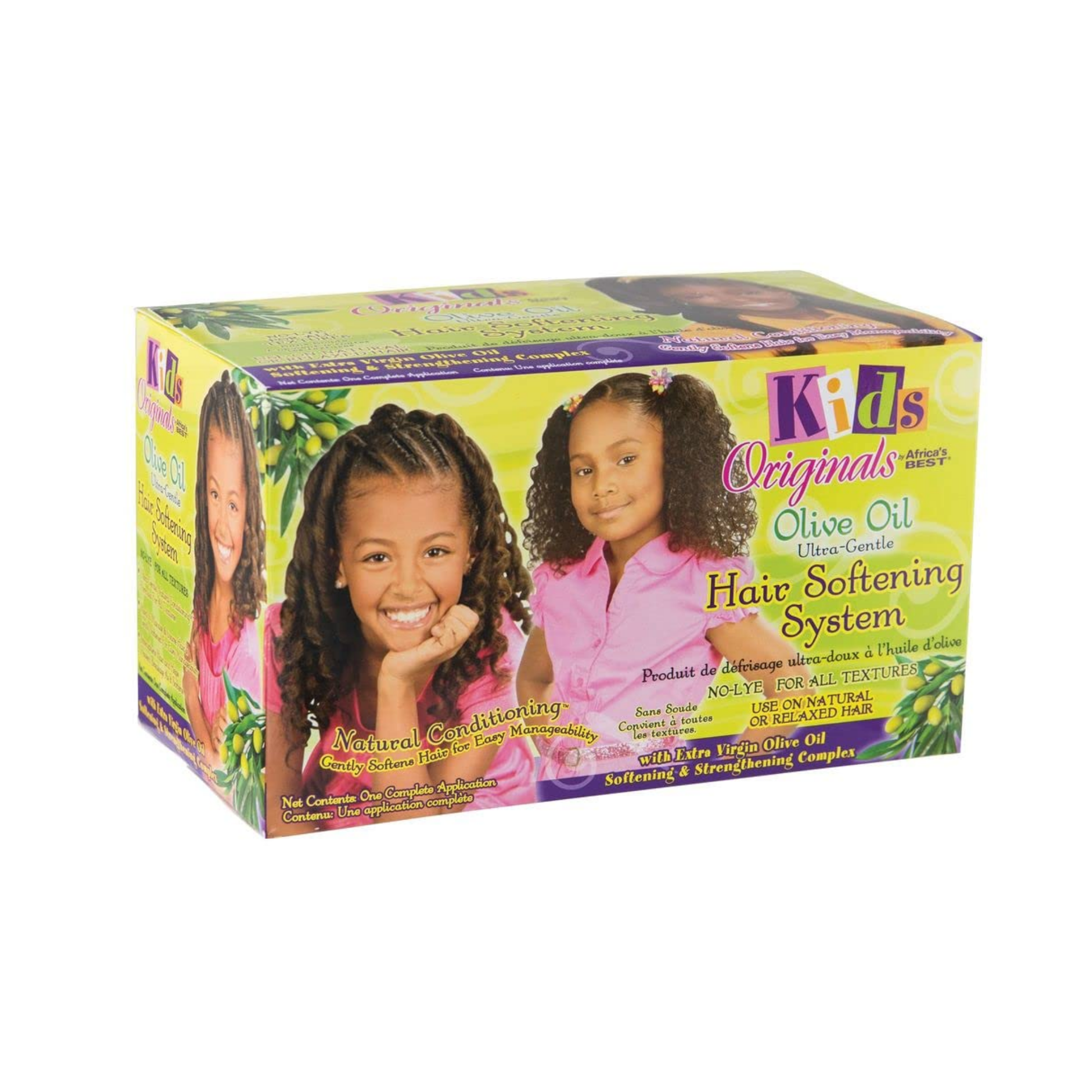 Kids olive oil hair softening system box for natural or relaxed hair