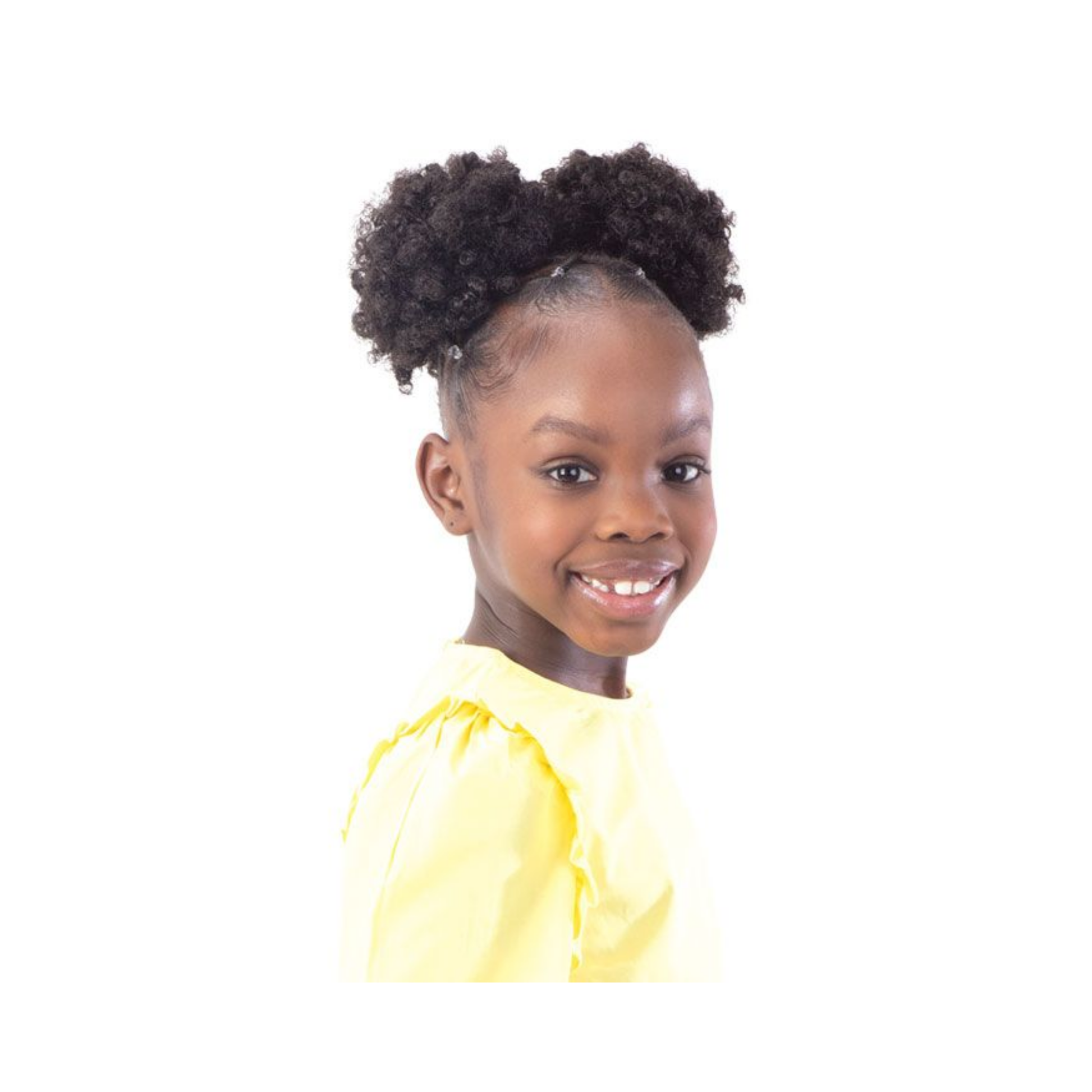 Kids Afro puff pom pom ponytail 2-piece set with soft curls for natural volume