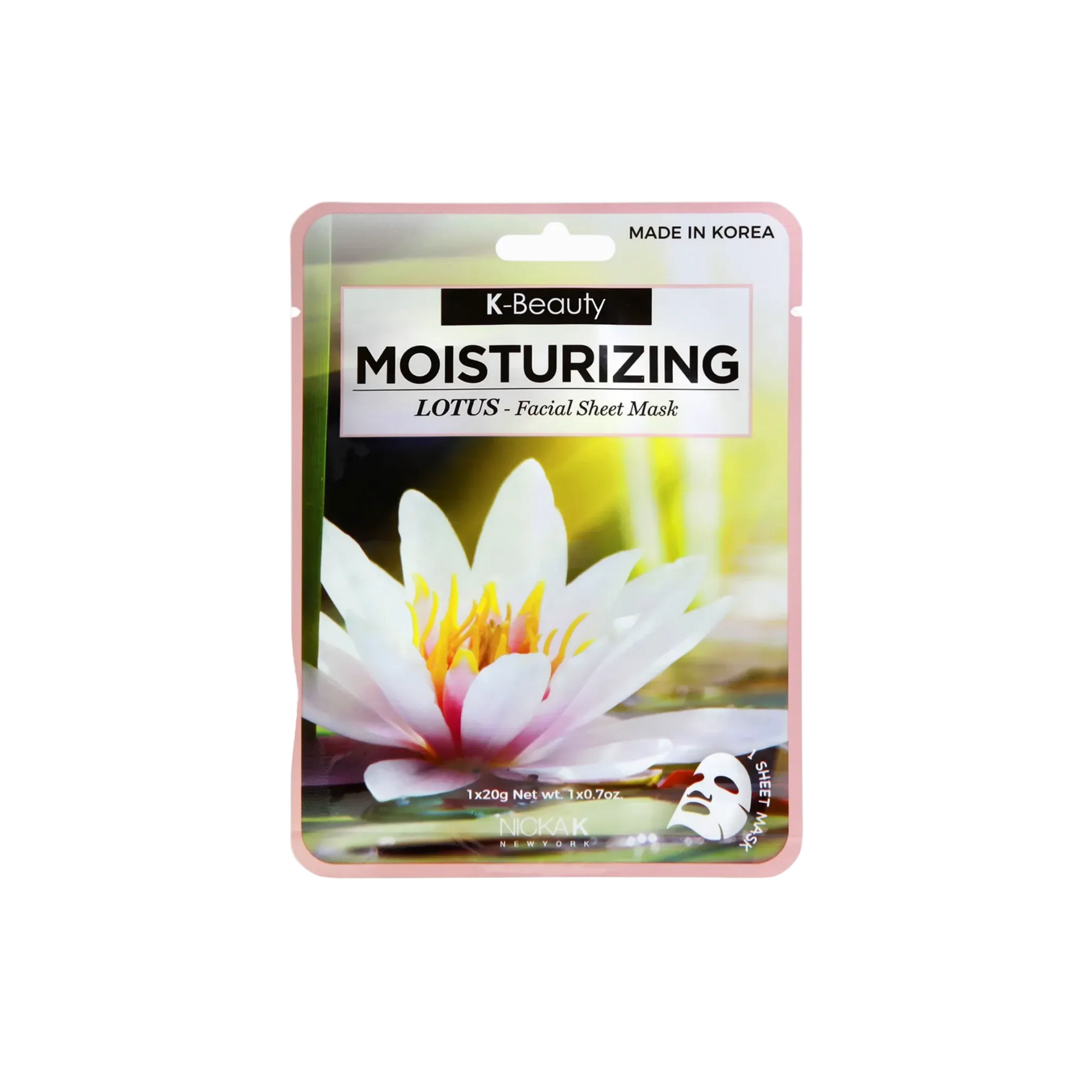  A moisturizing facial sheet mask infused with lotus extract and sea water