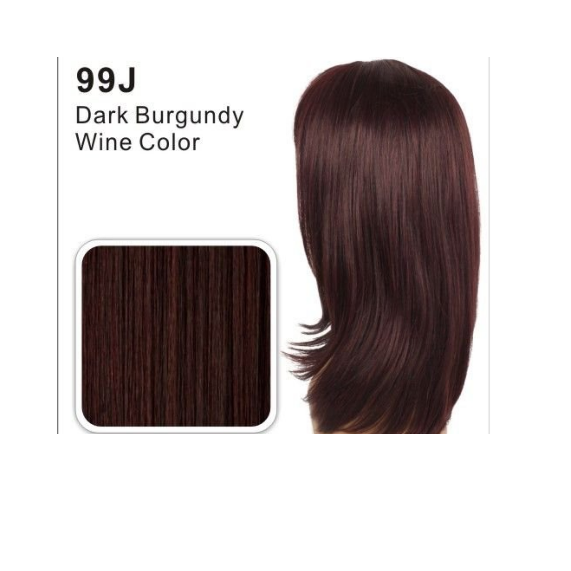 Dark burgundy 20 inch straight ponytail with bangs and secure drawstring