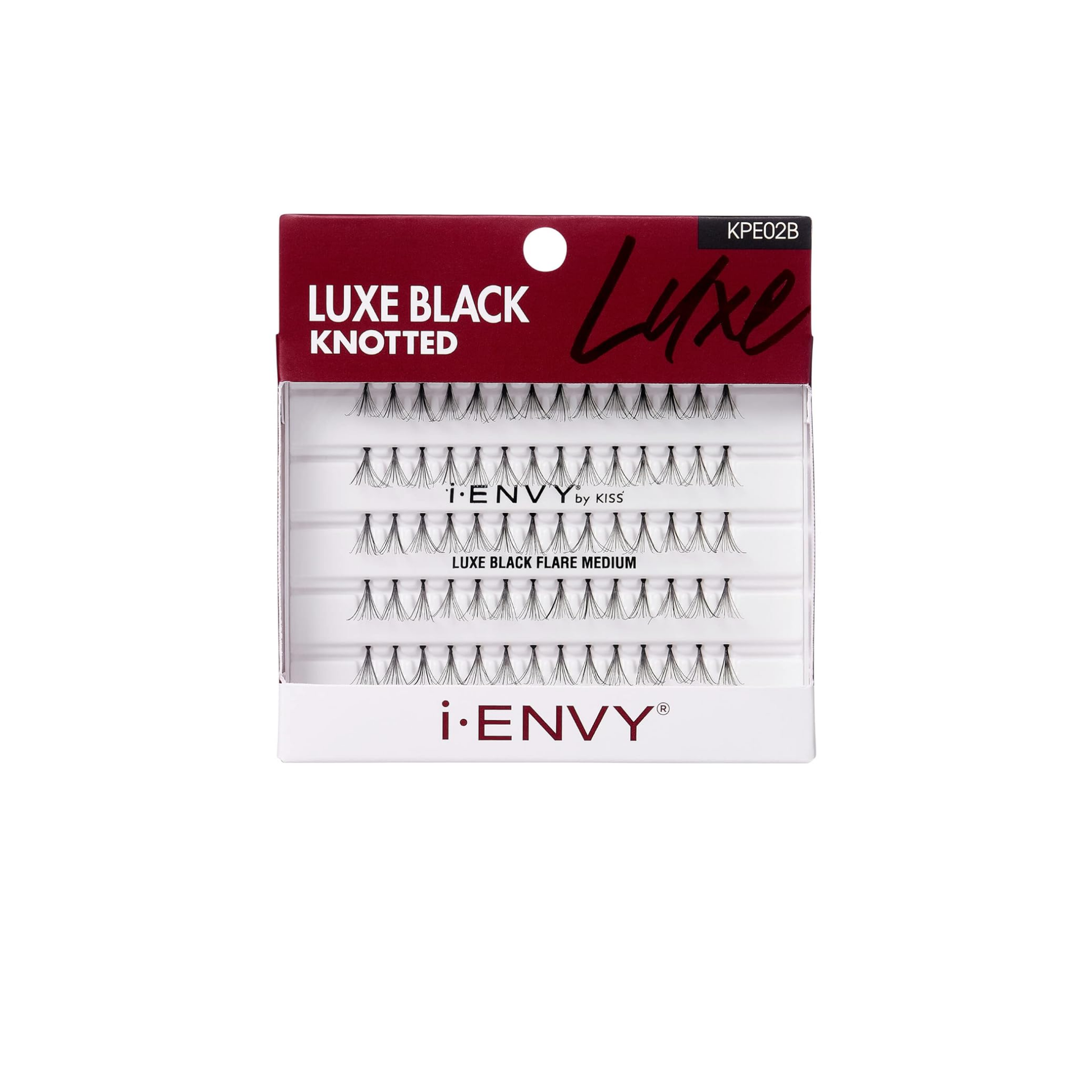 Luxe black knotted individual medium lashes for customizable volume.