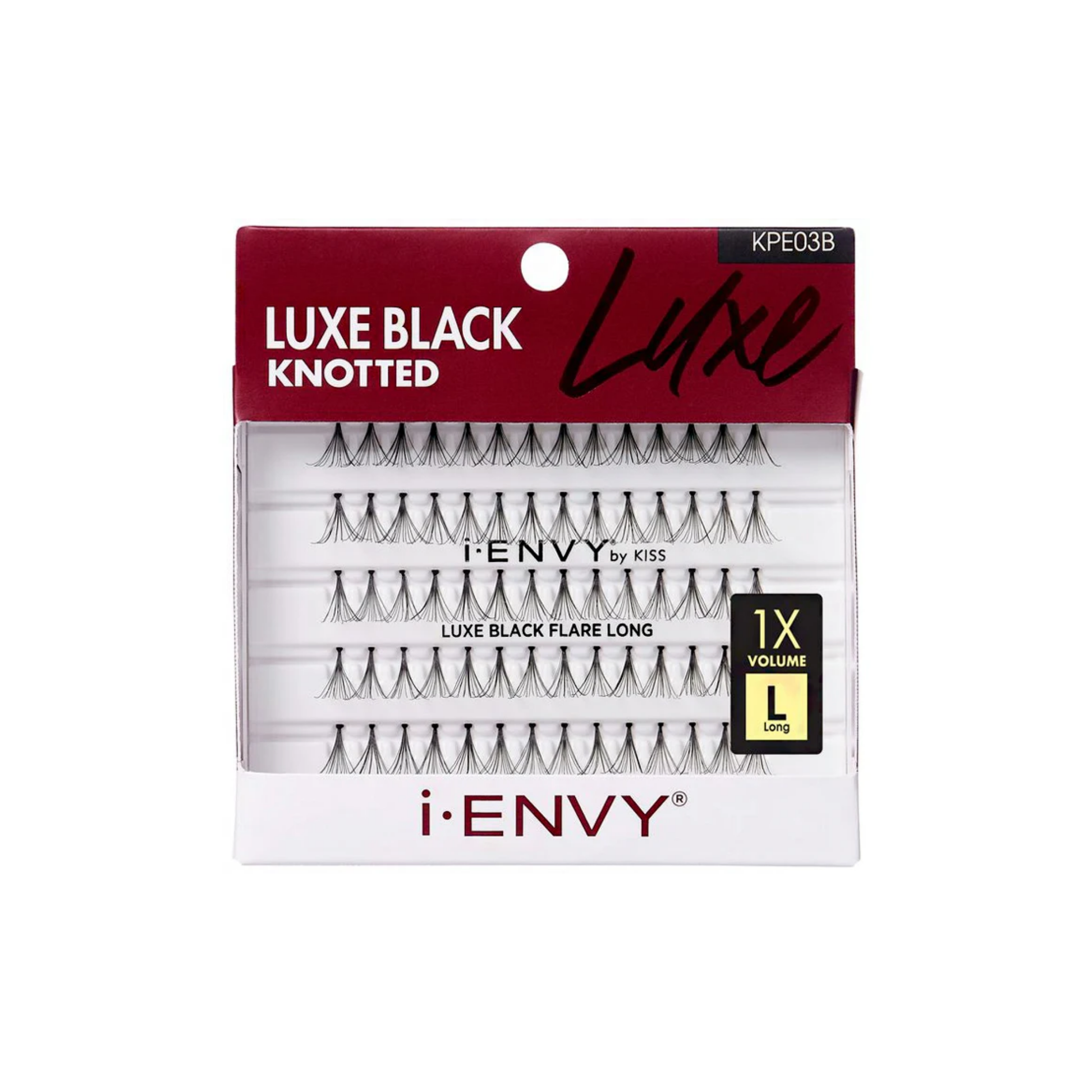  Luxe black knotted individual long lashes for dramatic length and definition.