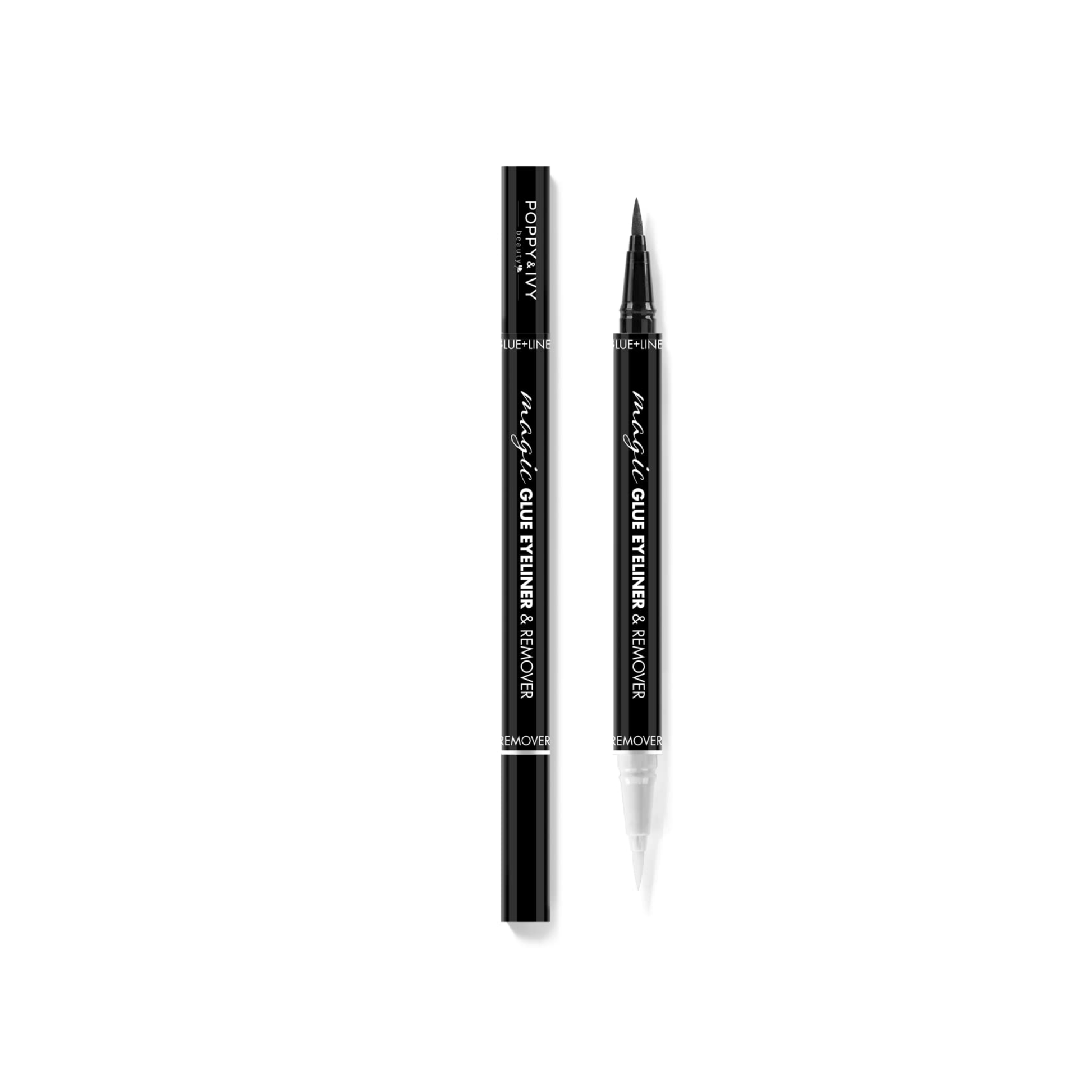 Black 3-in-1 magic glue eyeliner and remover dual-ended pen, waterproof lash adhesive liner 