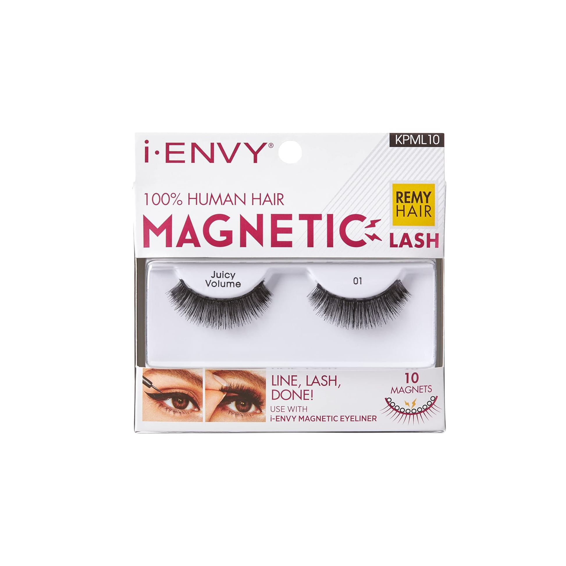 Magnetic human-hair lashes style #10, juicy volume curve with 10 magnets (1 pair).