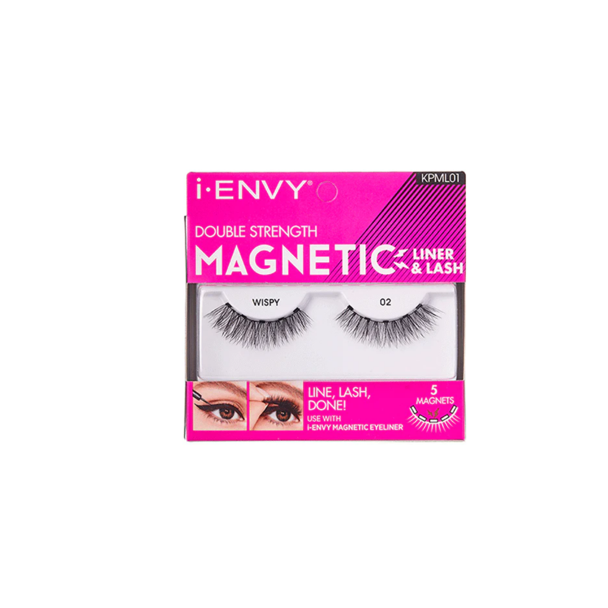 Magnetic lashes KPML01 Faux Mink #1, wispy style 02 with 5 magnets, soft natural volume, reusable (1 pair).