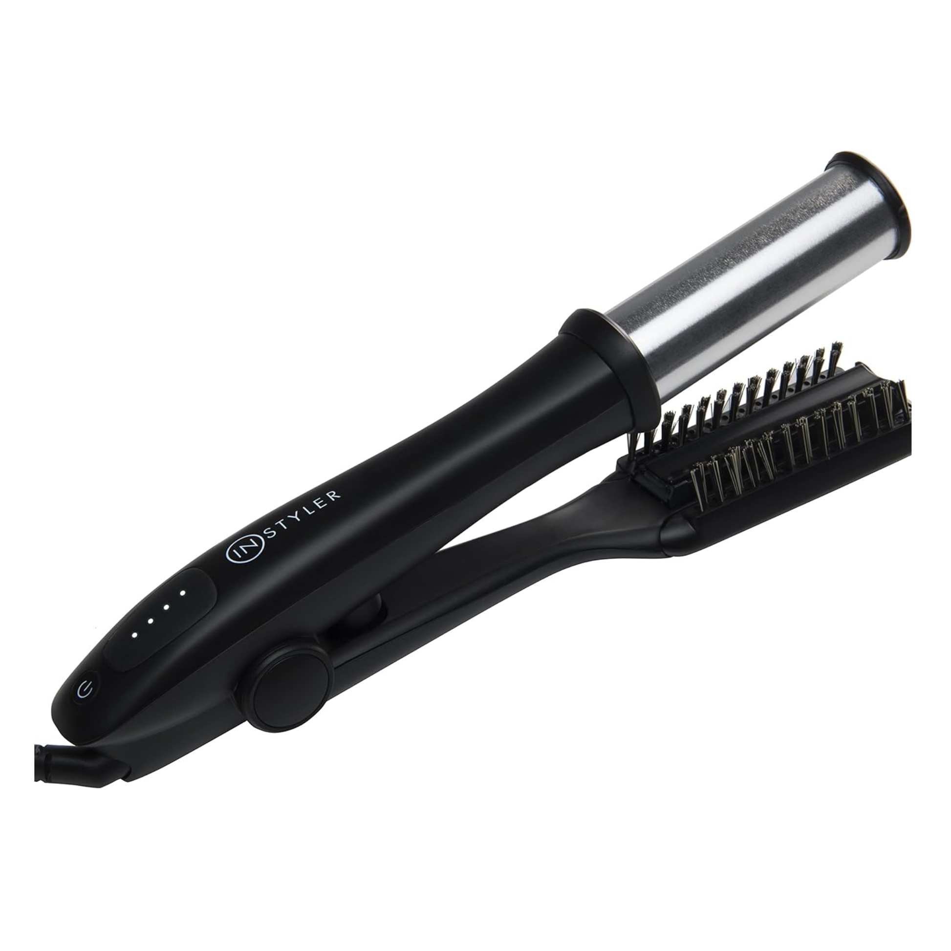Revolving Styler in black matte with heated barrel and brush
