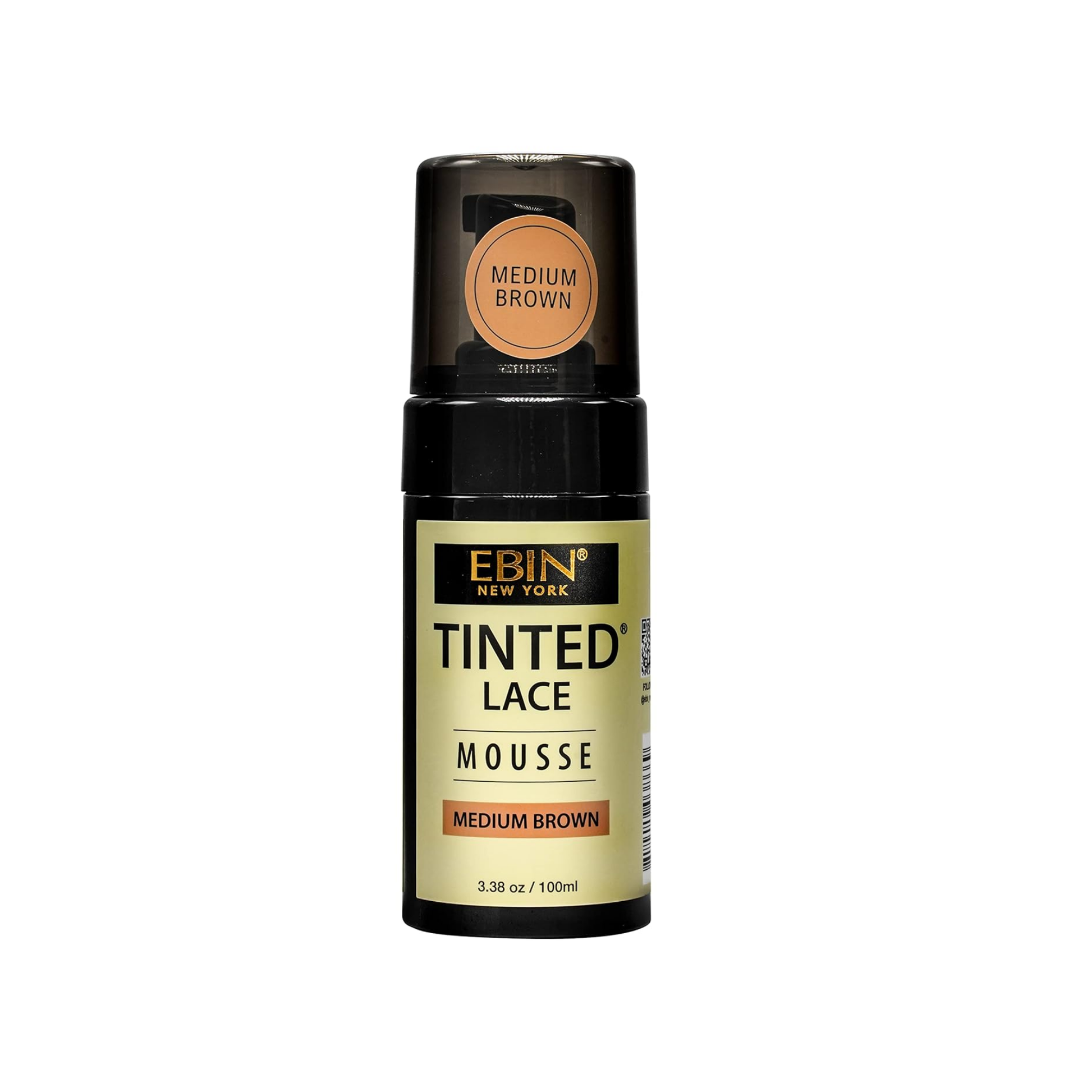Tinted lace mousse medium brown 3.38oz – lace tint foam for wigs, natural skin tone match.
