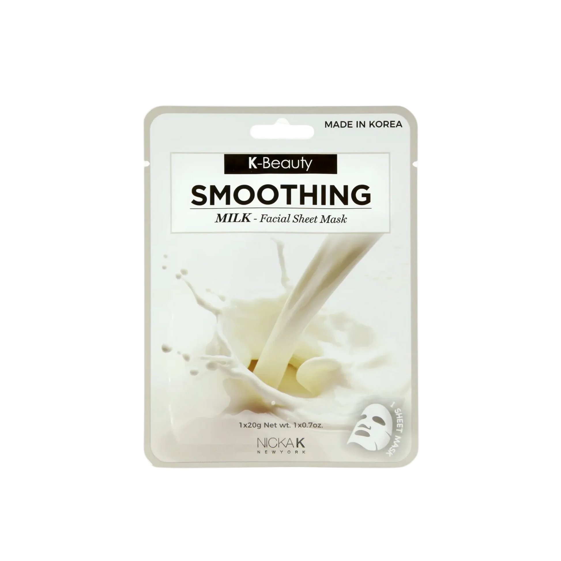 A brightening facial sheet mask with milk protein extract and sea water