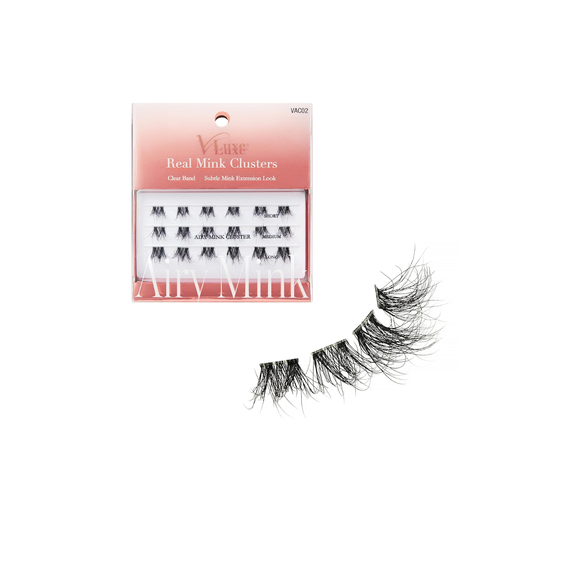 Mink lash clusters with invisible band and assorted lengths for lightweight natural enhancement