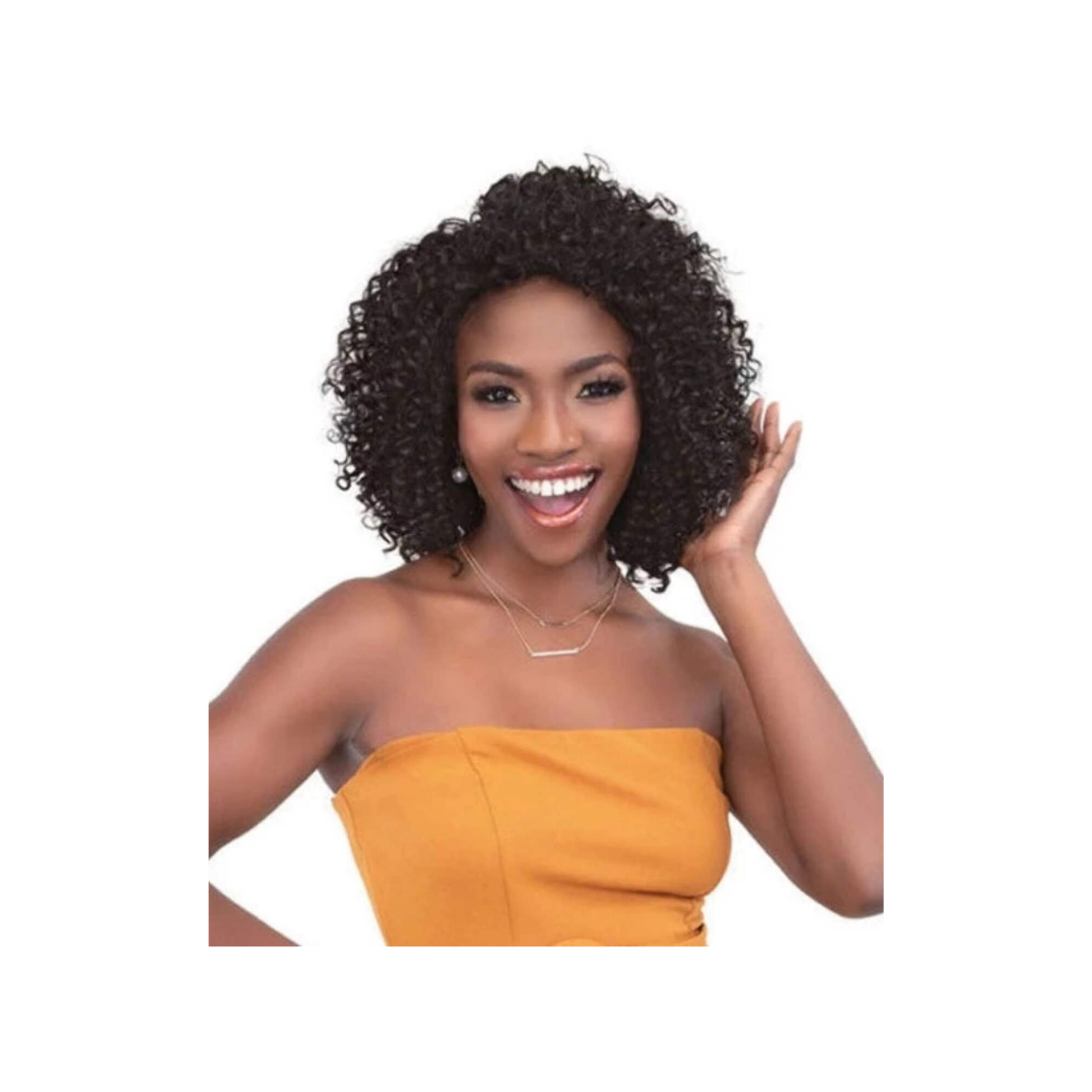  A 1B Natural Black virgin Remy human hair wig with argan oil infusion and a normal fit cap.