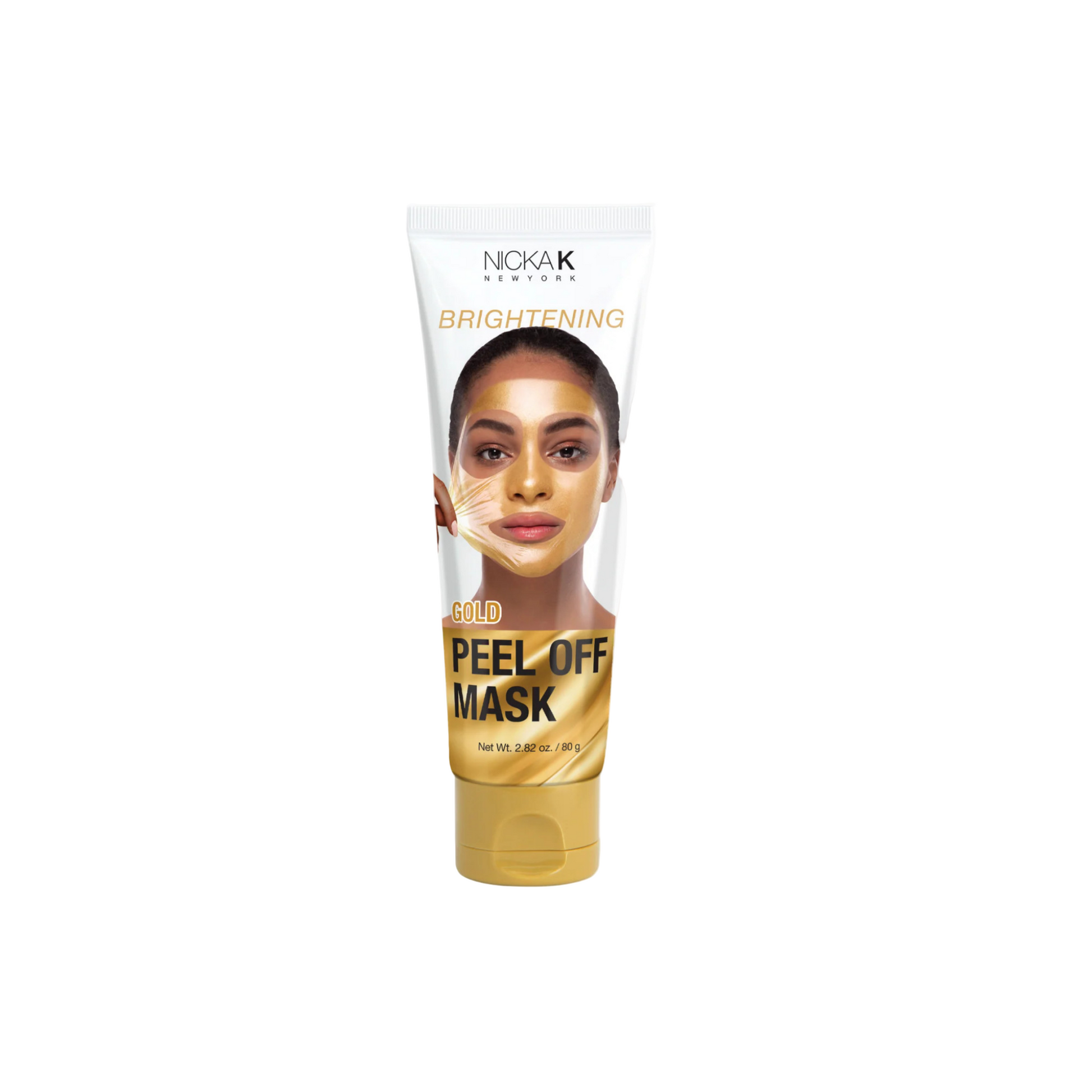 Nicka K Face Peel Off Mask (Gold) – brightening peel-off mask tube, 2.82 fl oz