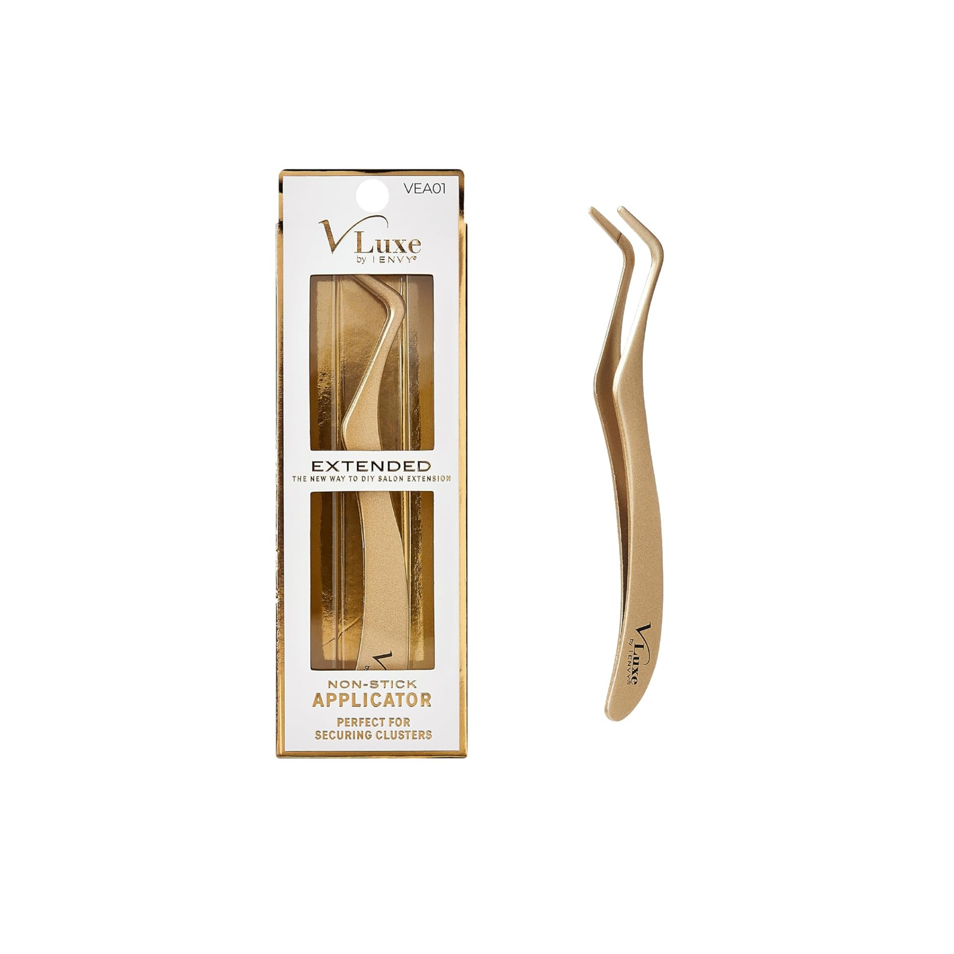  Non-stick lash applicator with angled tip and ergonomic handle for precise under-lash cluster placement.