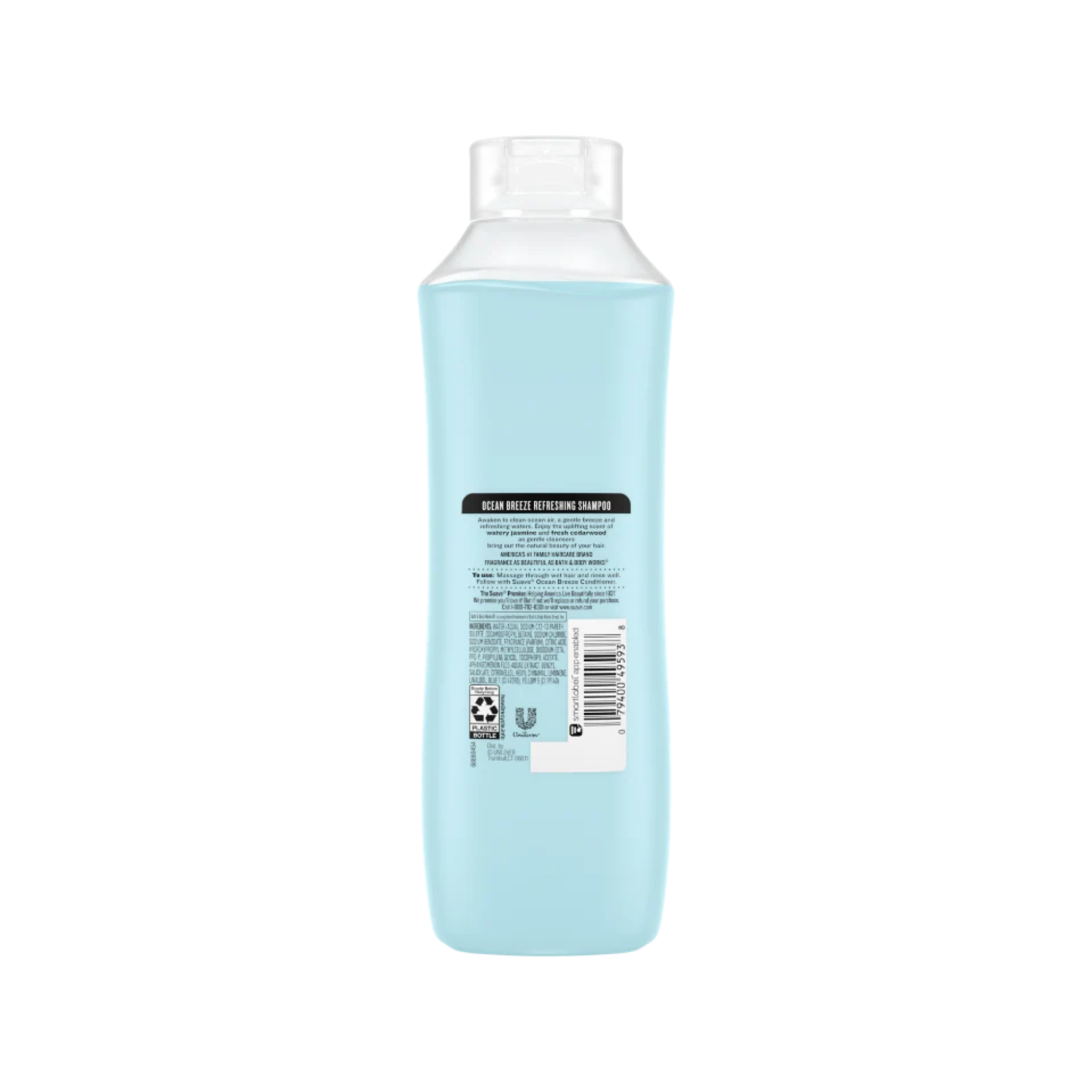 Ocean Breeze refreshing shampoo 22.5 oz with sea algae extract and vitamin E for soft, shiny, and revitalized hair.