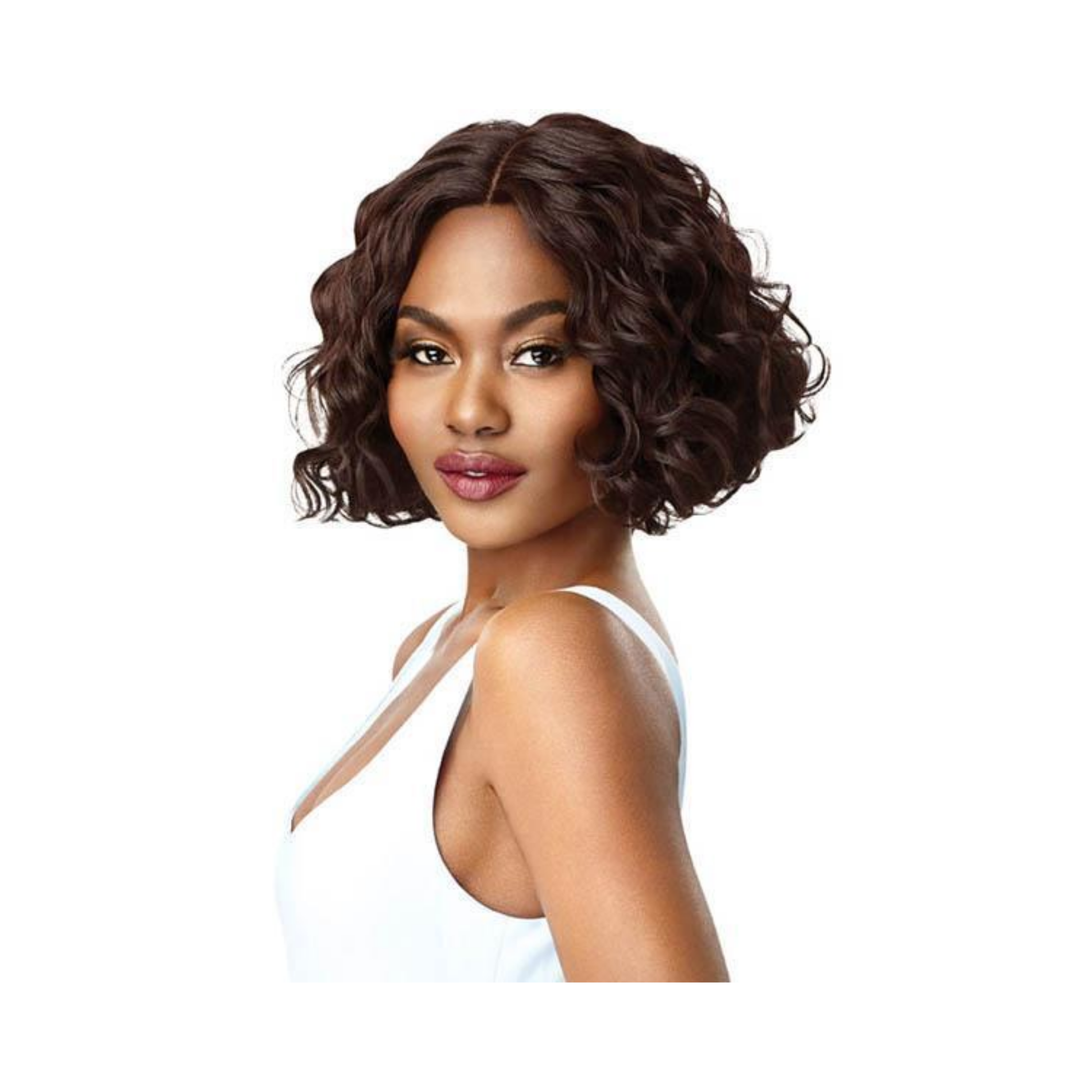 Outre VEDA short curly lace front wig synthetic L part Swiss lace natural volume