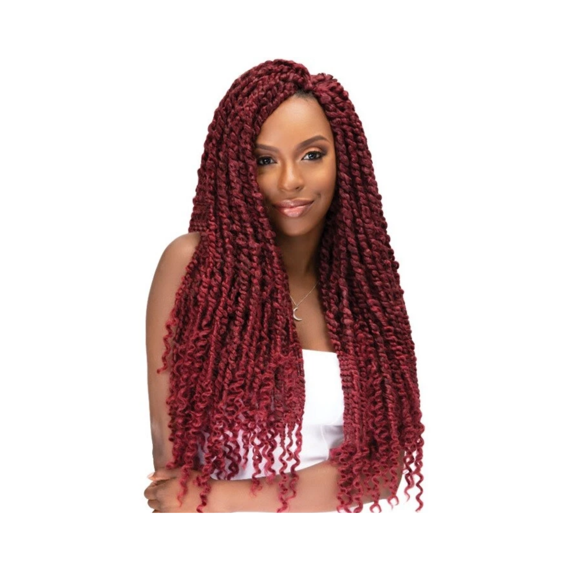 Passion twist crochet hair burgundy – pre-looped ultra-light twists for crochet installation