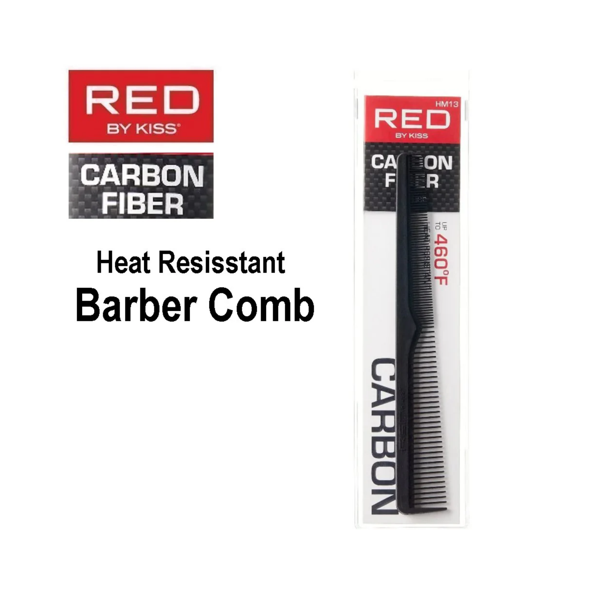 Black professional carbon-fiber barber comb 7.5 inch – heat-resistant, anti-frizz, anti-static grooming comb