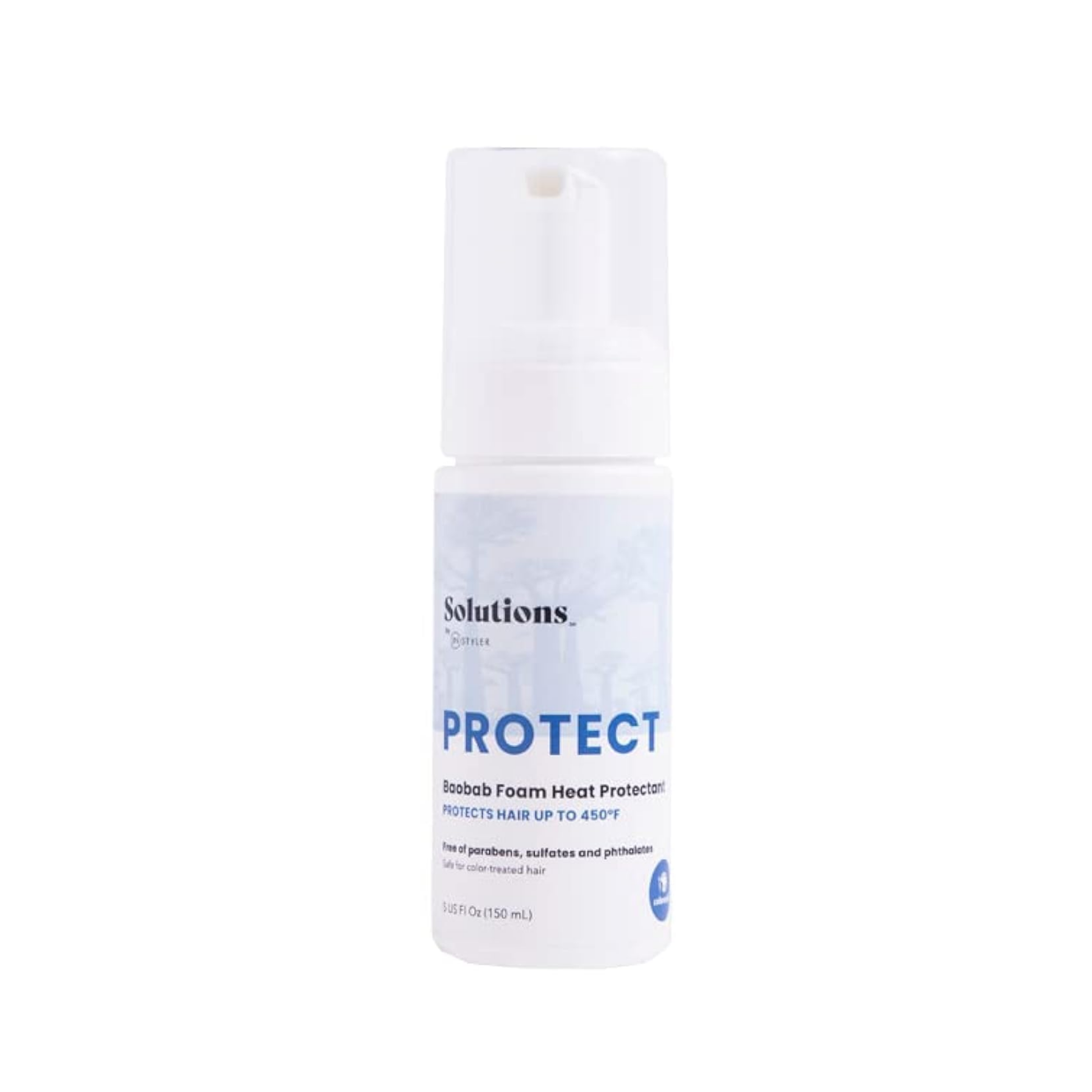 Protect foam heat protectant with baobab for hair styling, shields hair from heat up to 450°F, 5 fl oz .
