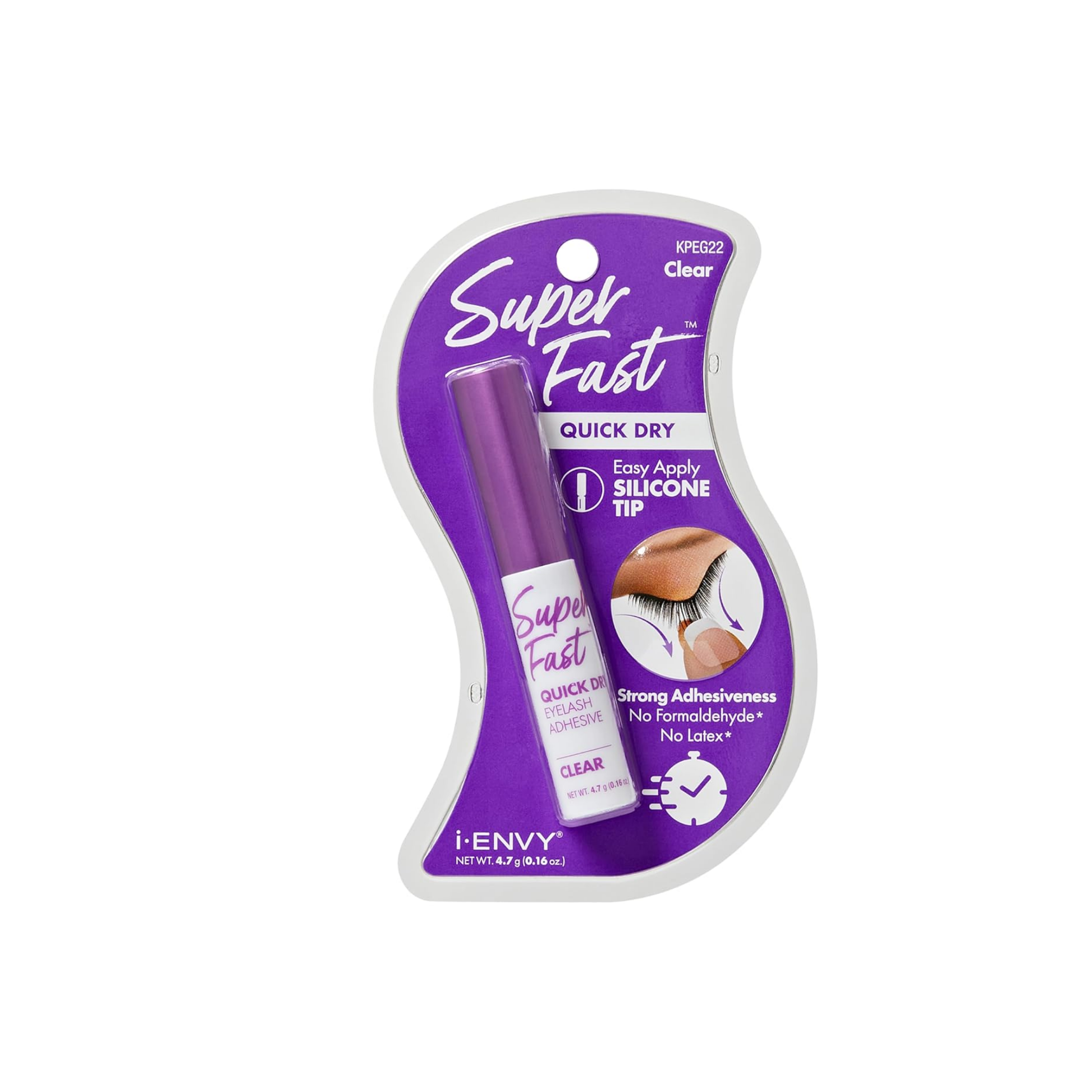 Quick-dry clear eyelash adhesive 4.7g with silicone brush tip for invisible, long-lasting strip lash hold.