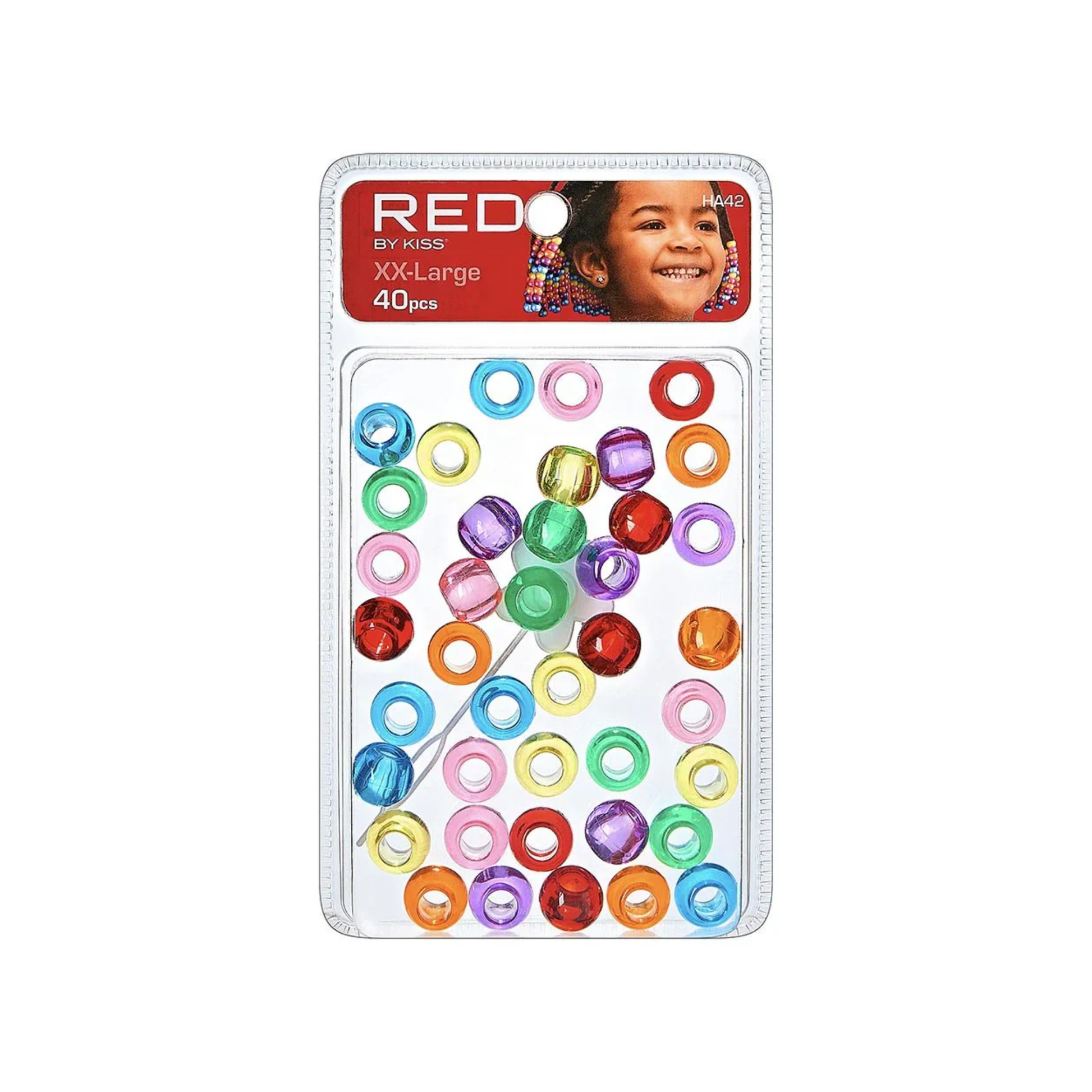 Red By Kiss XXL Hair Beads 40pcs – Multi-Color Assorted Extra-Large Beads with Hair Beader (HA42)