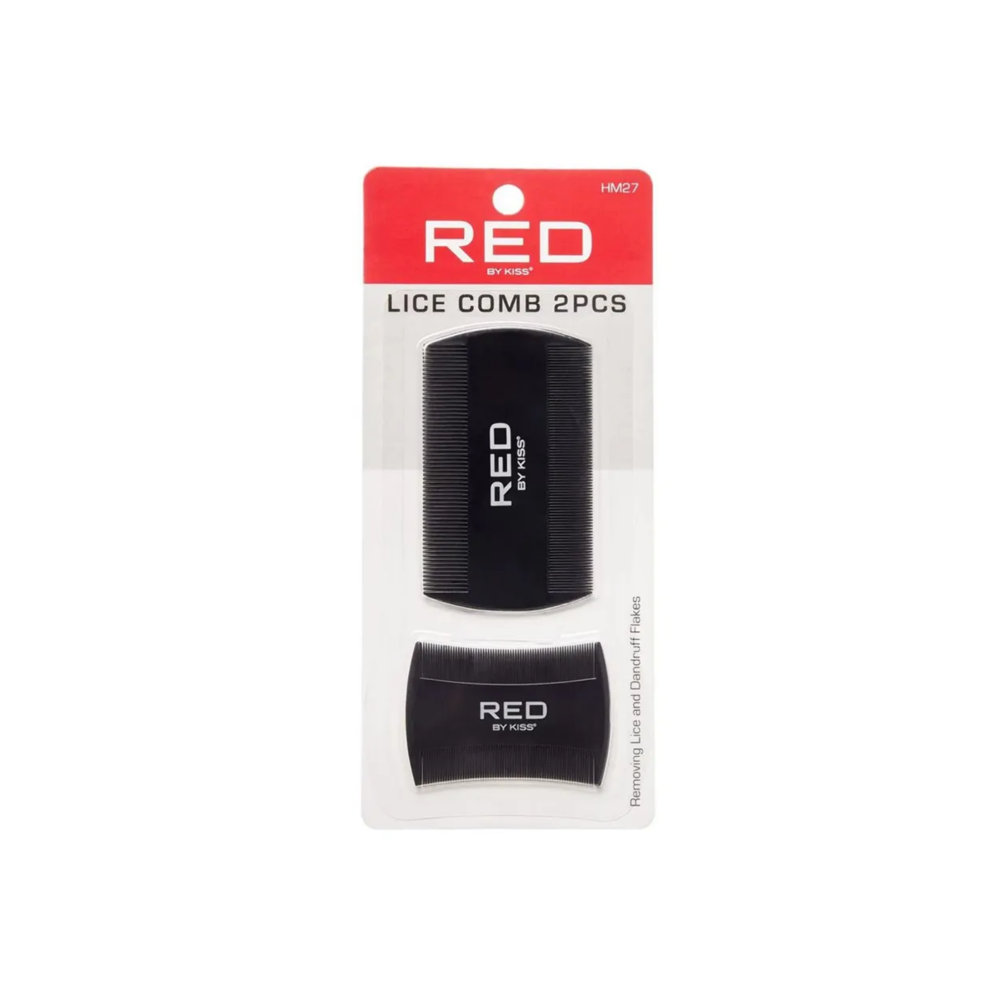 Two-piece lice comb set with metal fine-tooth comb and plastic detangling comb