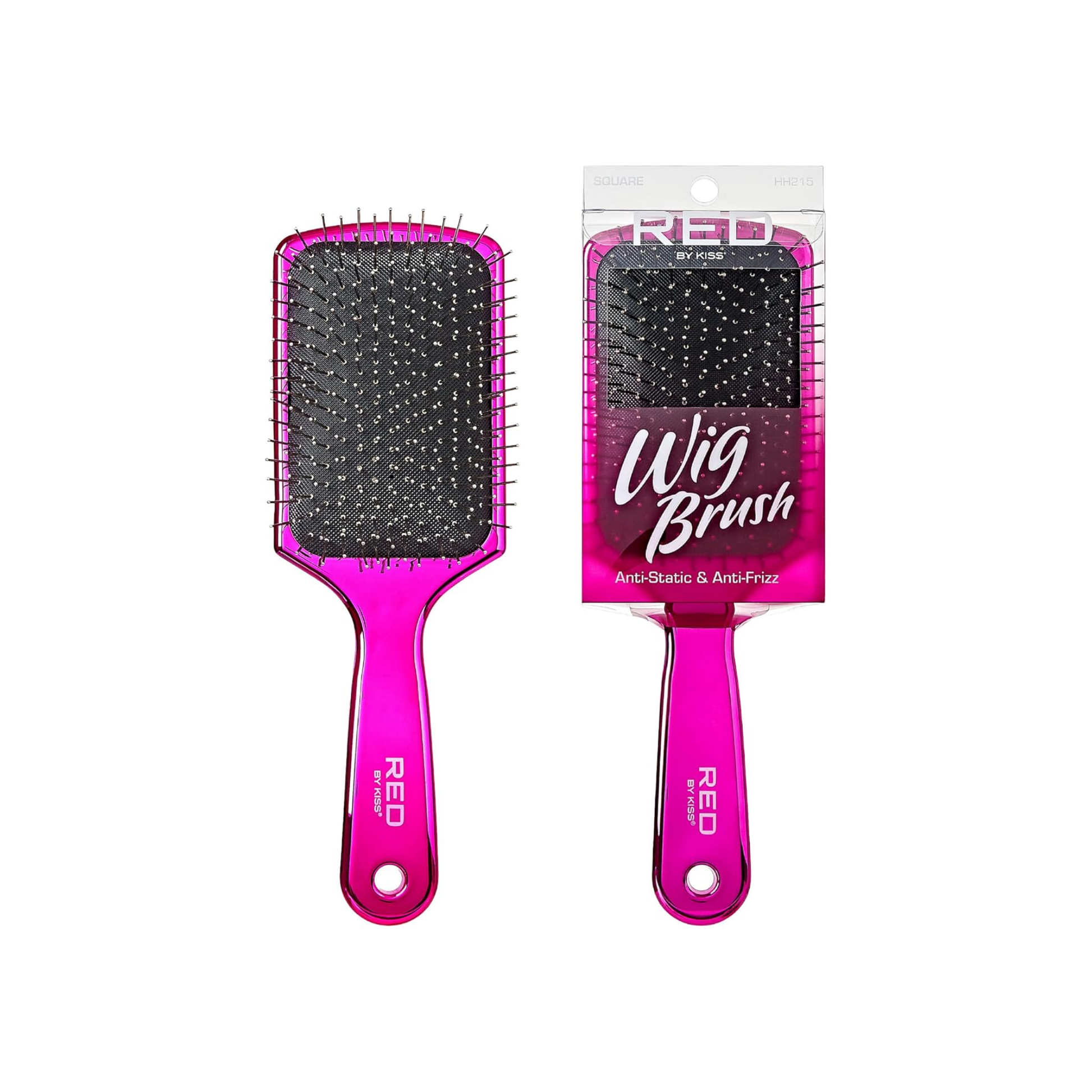 Red by Kiss square paddle wig brush with stainless steel bristles