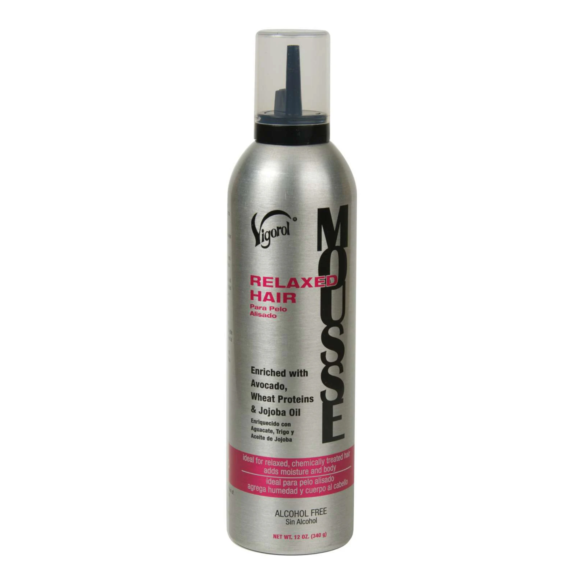 Styling mousse with avocado, wheat proteins, and jojoba oil