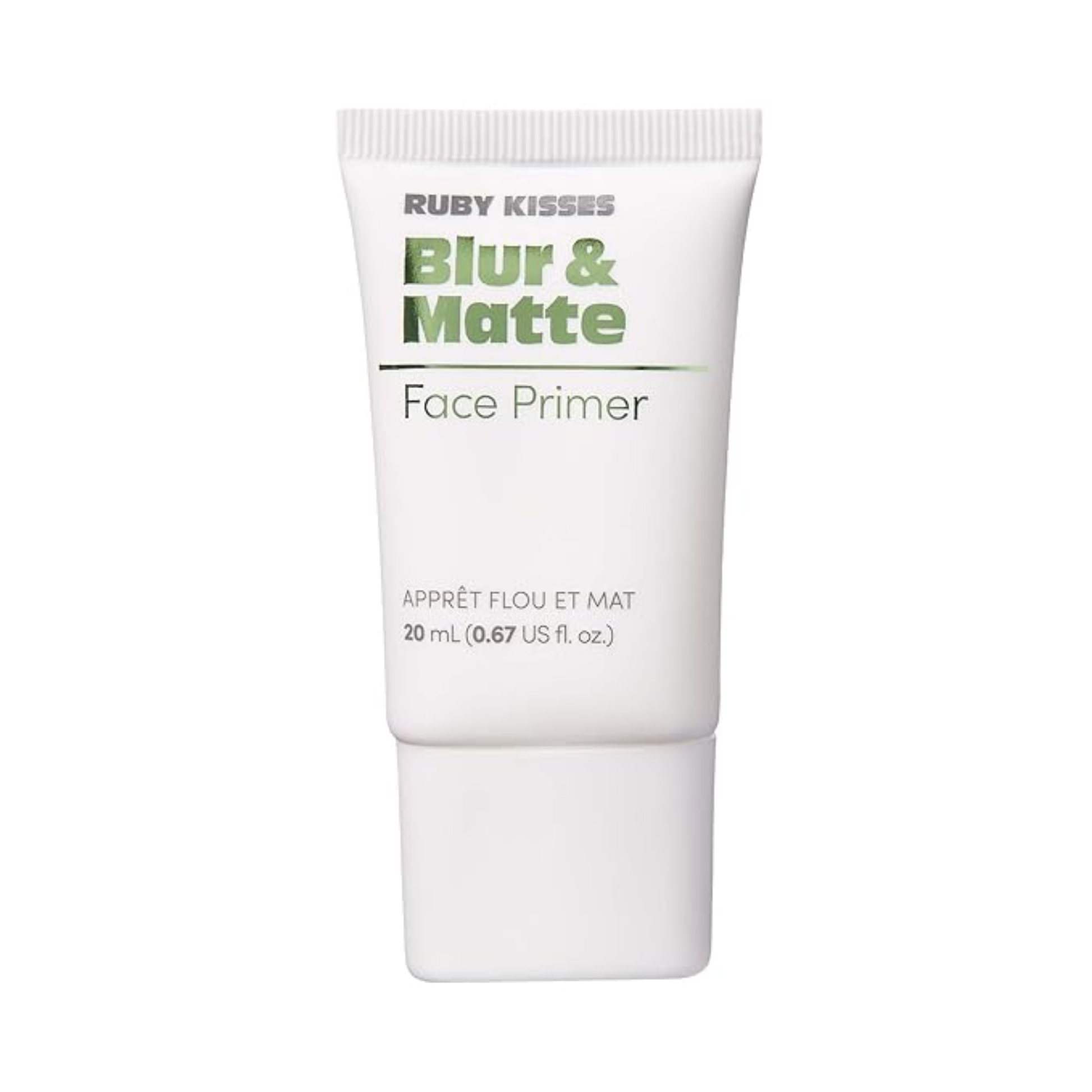 Ruby Kisses Blur and mate  Face Primer 20 mL white tube, front label on white backgroundn