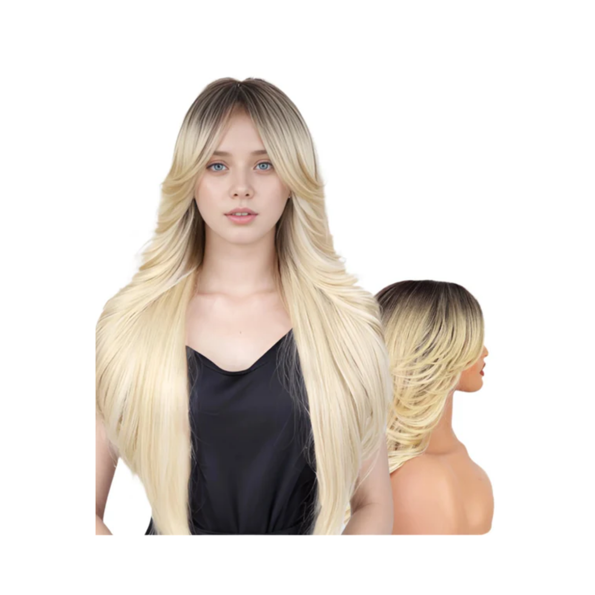 Ruby Wig Collection Mia 27-inch wig human-hair-quality fiber with soft lace front and natural skin part.