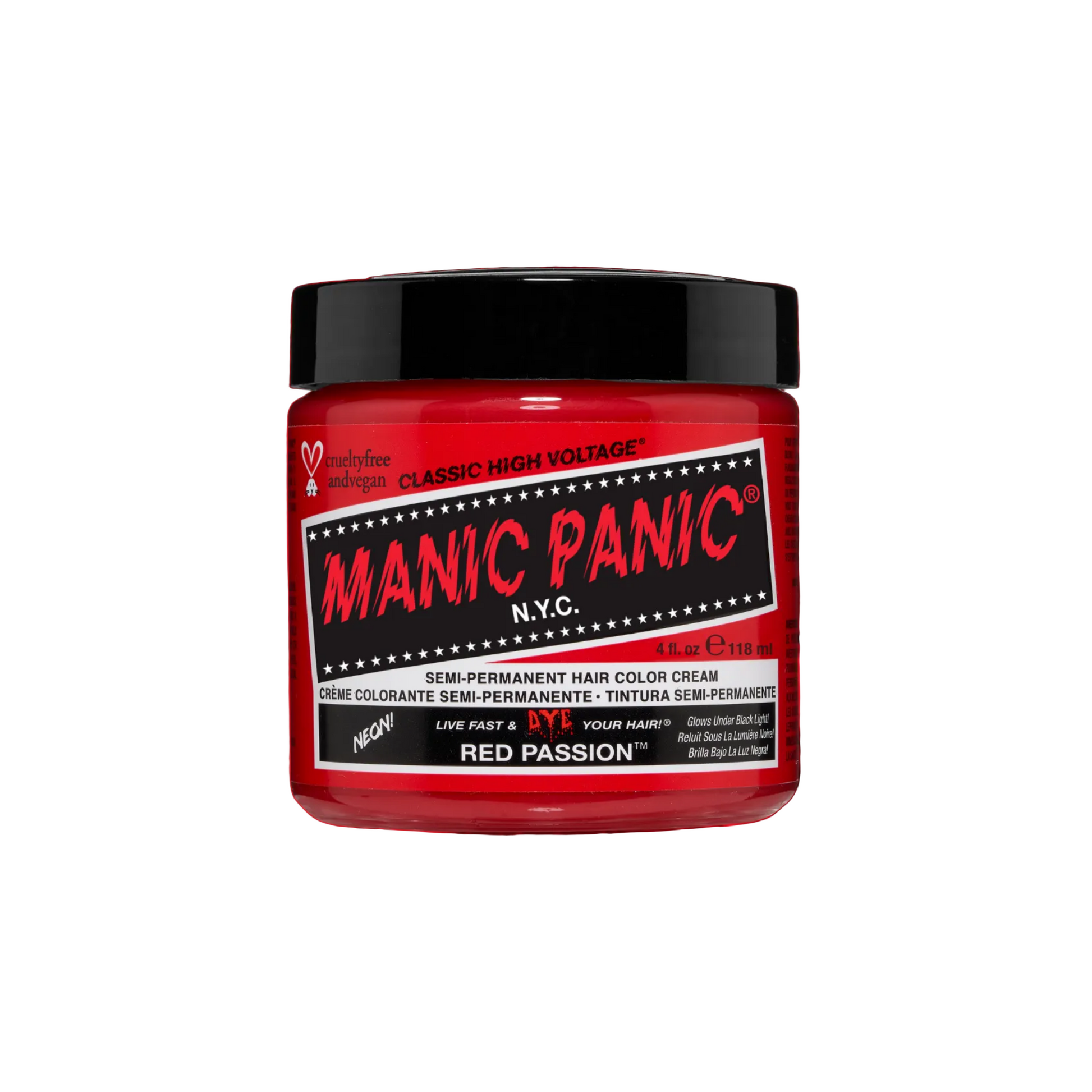 Maraschino cherry red semi-permanent hair dye 4oz that glows under black light.