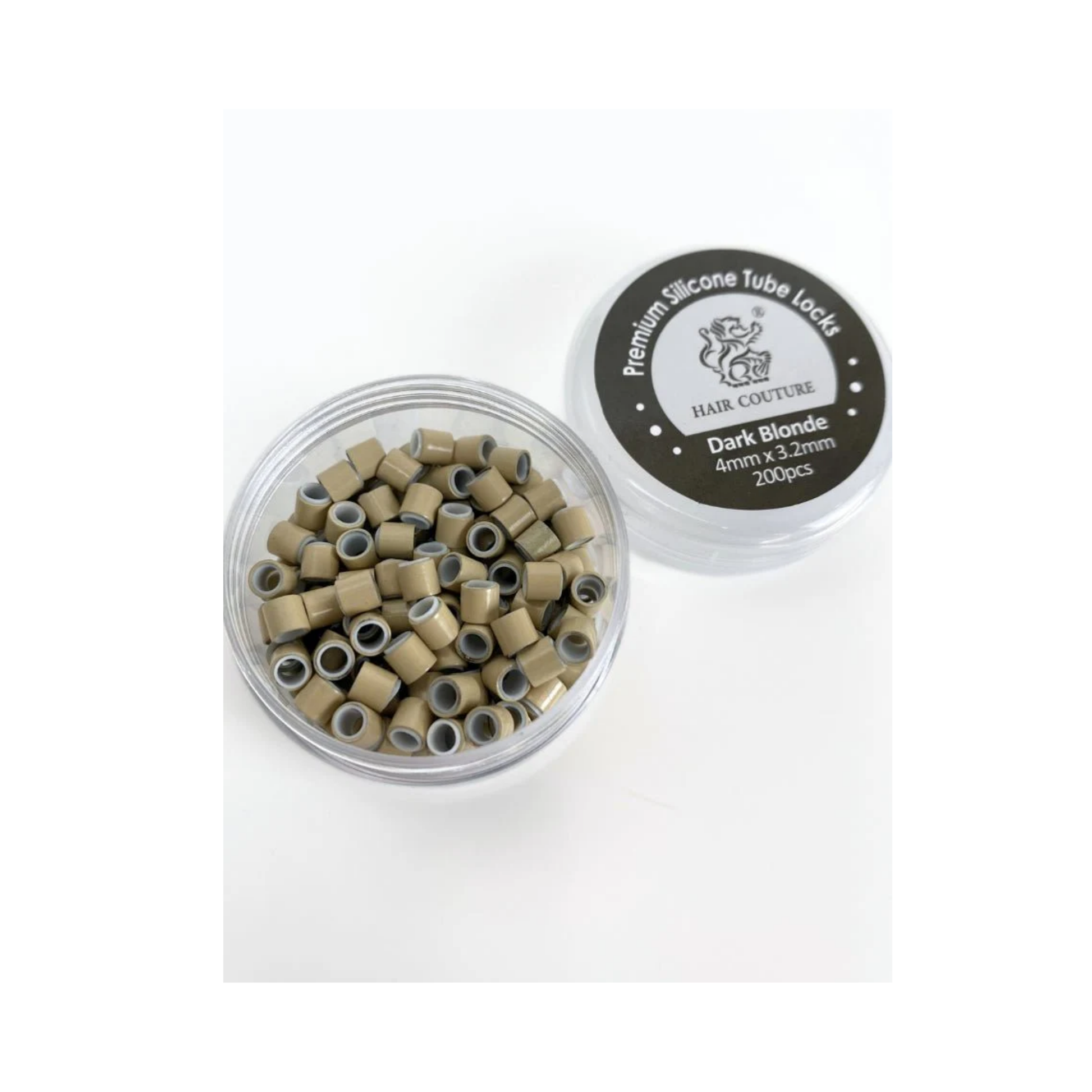 Dark blonde silicone lined micro rings 4x3.2mm for hair extensions 200 pieces