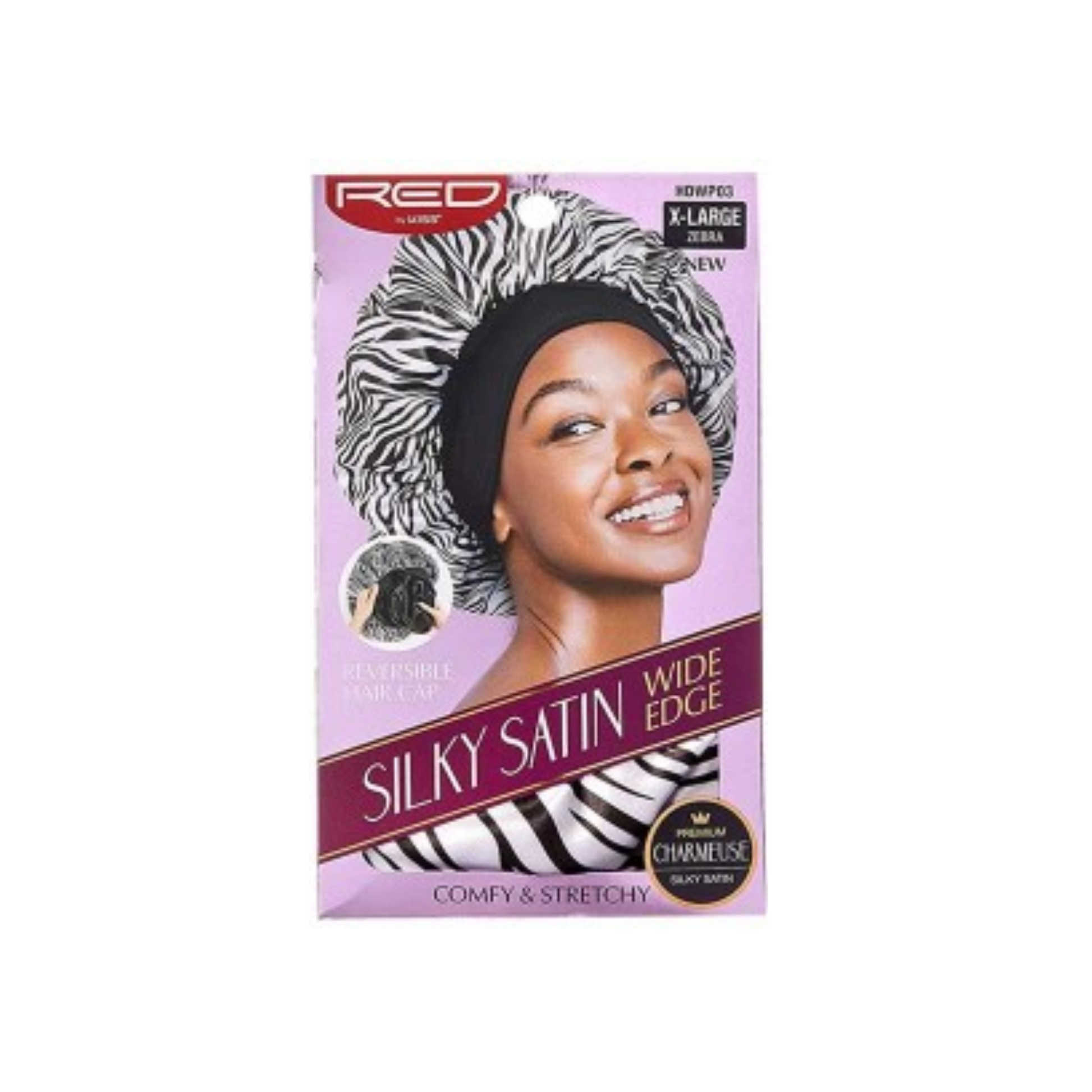 Satin wide edge zebra headband in X-Large size for natural hair protection