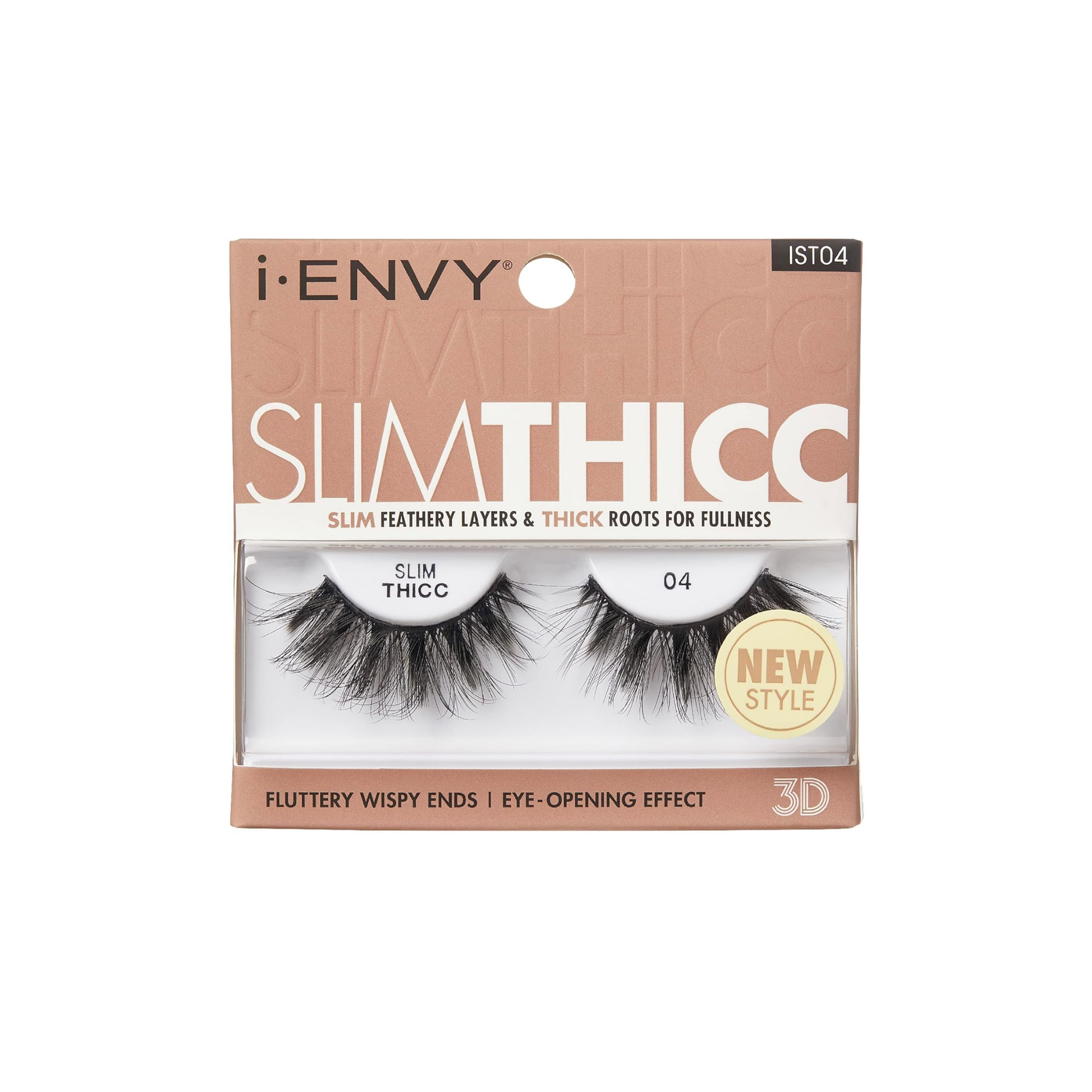 3D wispy false lashes style 04 with slim feathery layers and thick roots for natural fullness