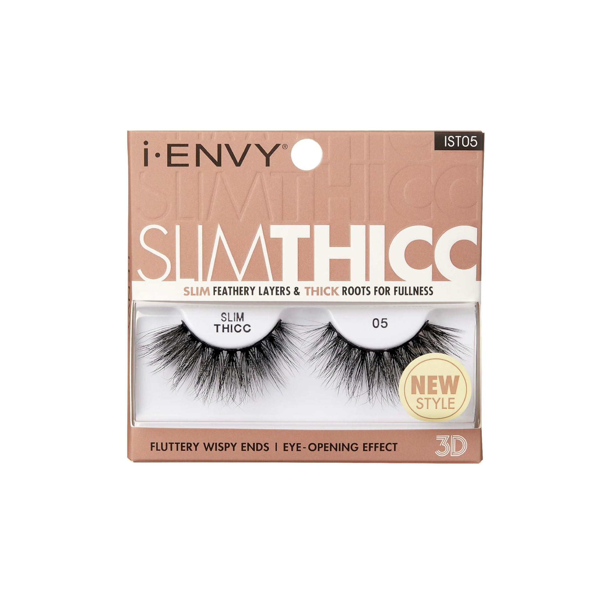 3D wispy false lashes style 05 with lightweight fluttery volume and an eye-opening effect