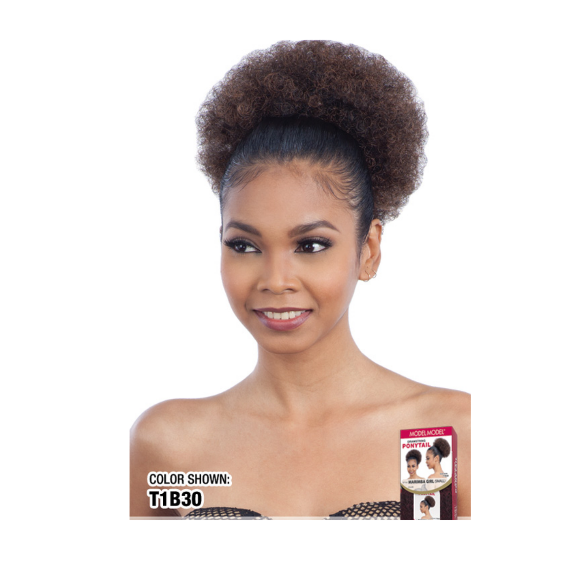 Curly puff drawstring ponytail small natural-volume hairpiece