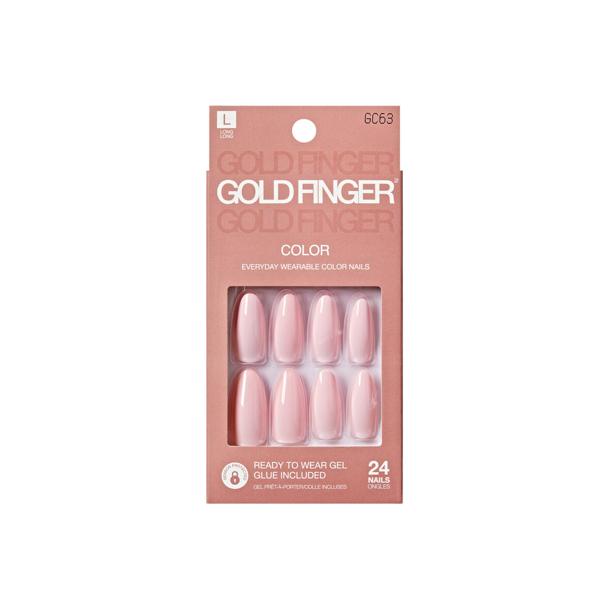 Nude pink press on nails 24 piece natural glossy color gel