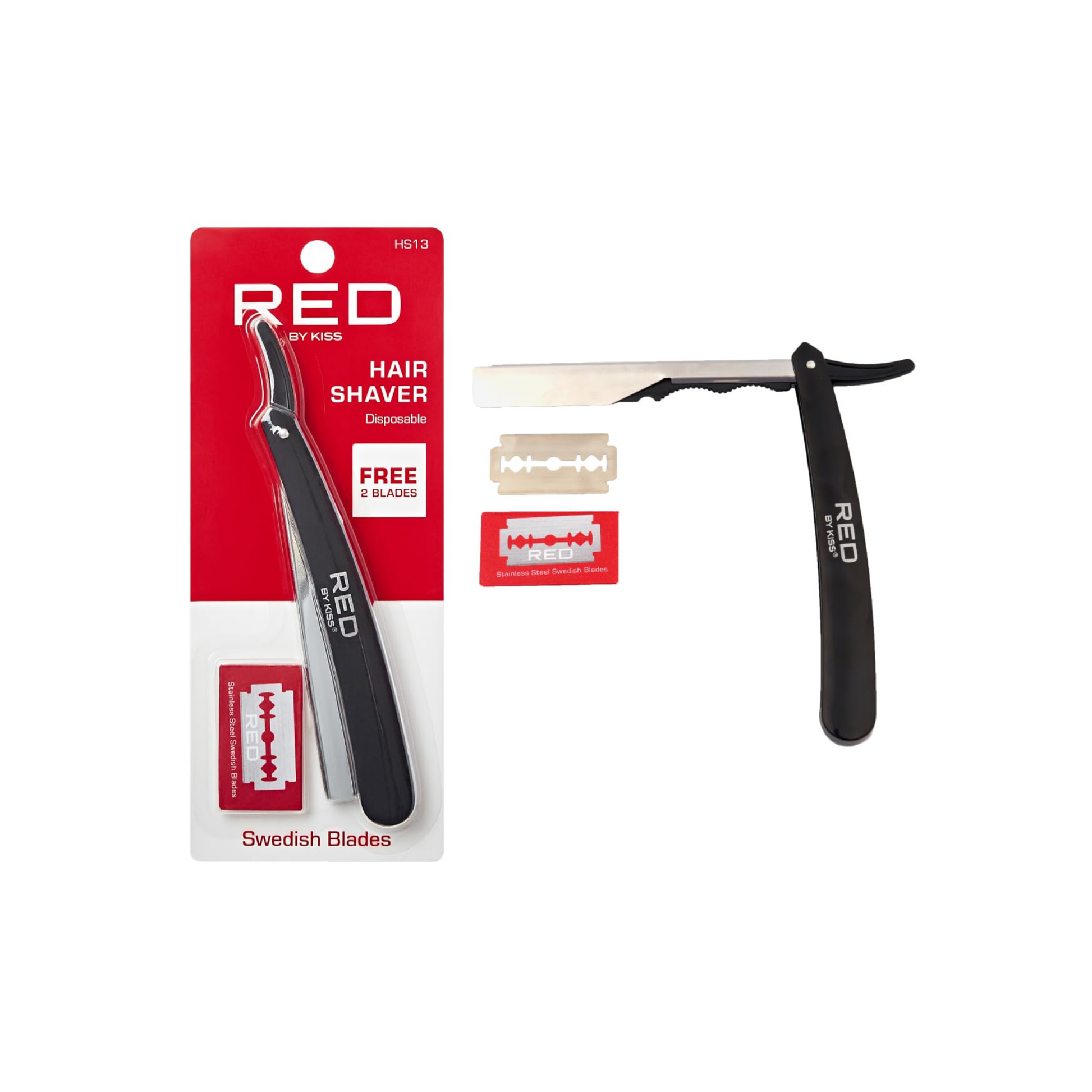 Stainless-steel disposable hair shaver with Swedish blades – precision barber razor with 2 free blades