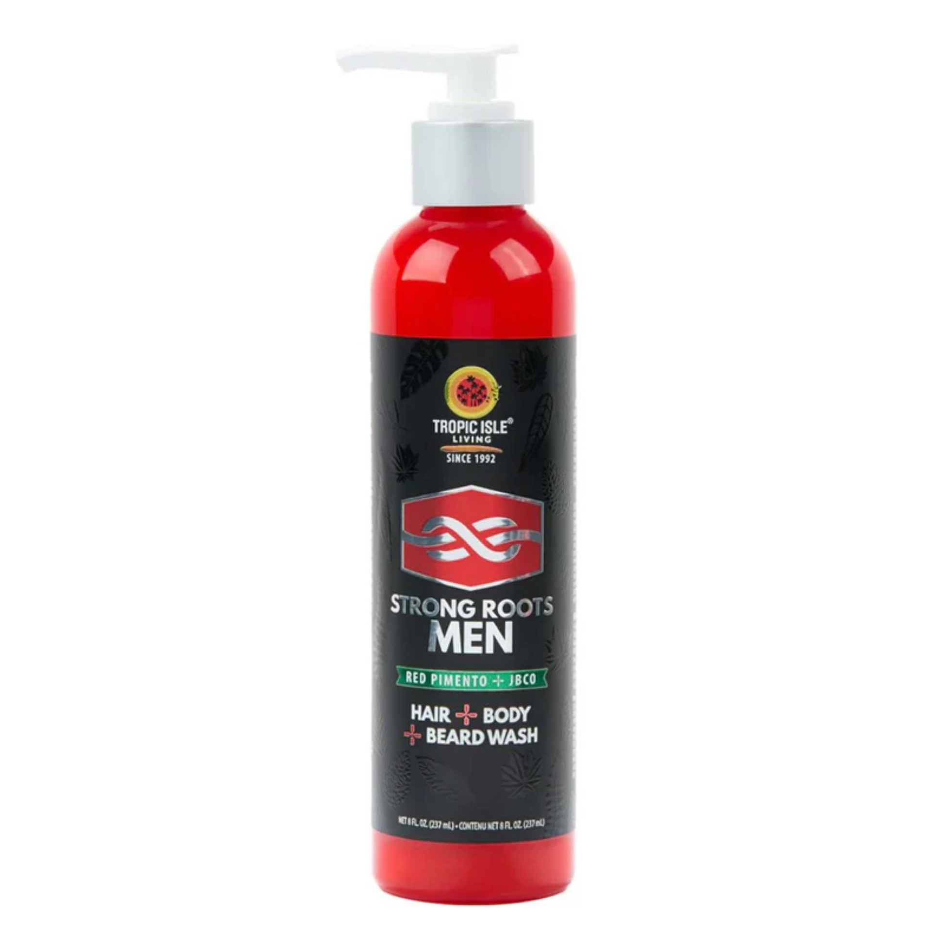 Strong Roots Men 3-in-1 Hair, Body & Beard Wash bottle with pump