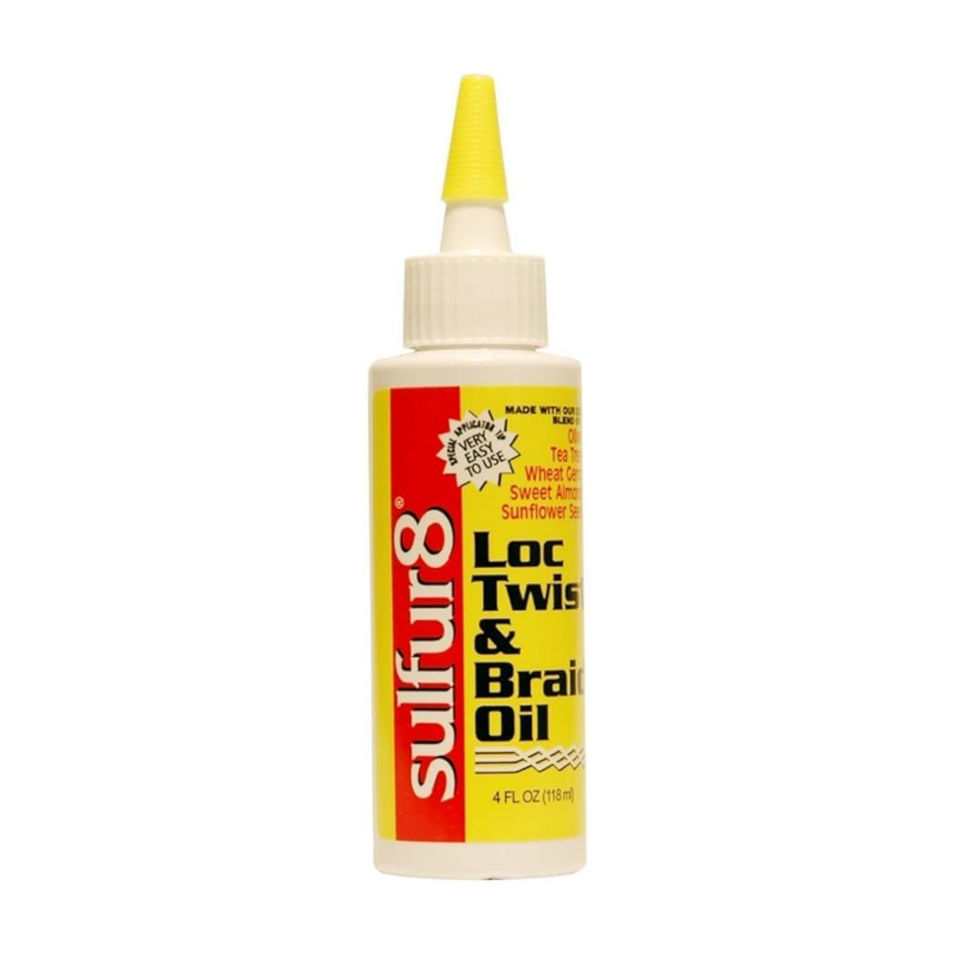 Loc, Twist & Braid Oil frontal view on a white background