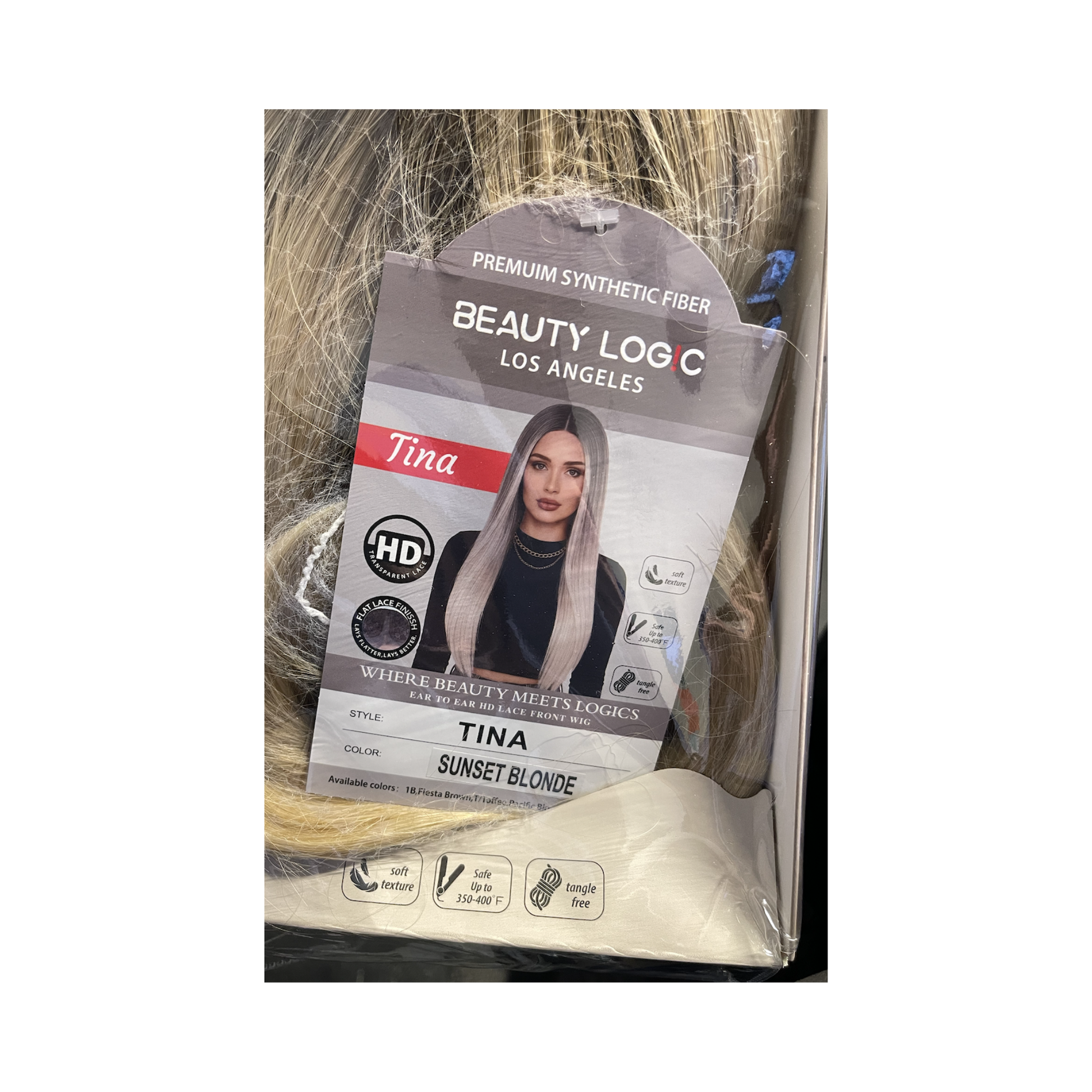 Sunset blonde synthetic HD lace front wig soft texture heat safe tangle free