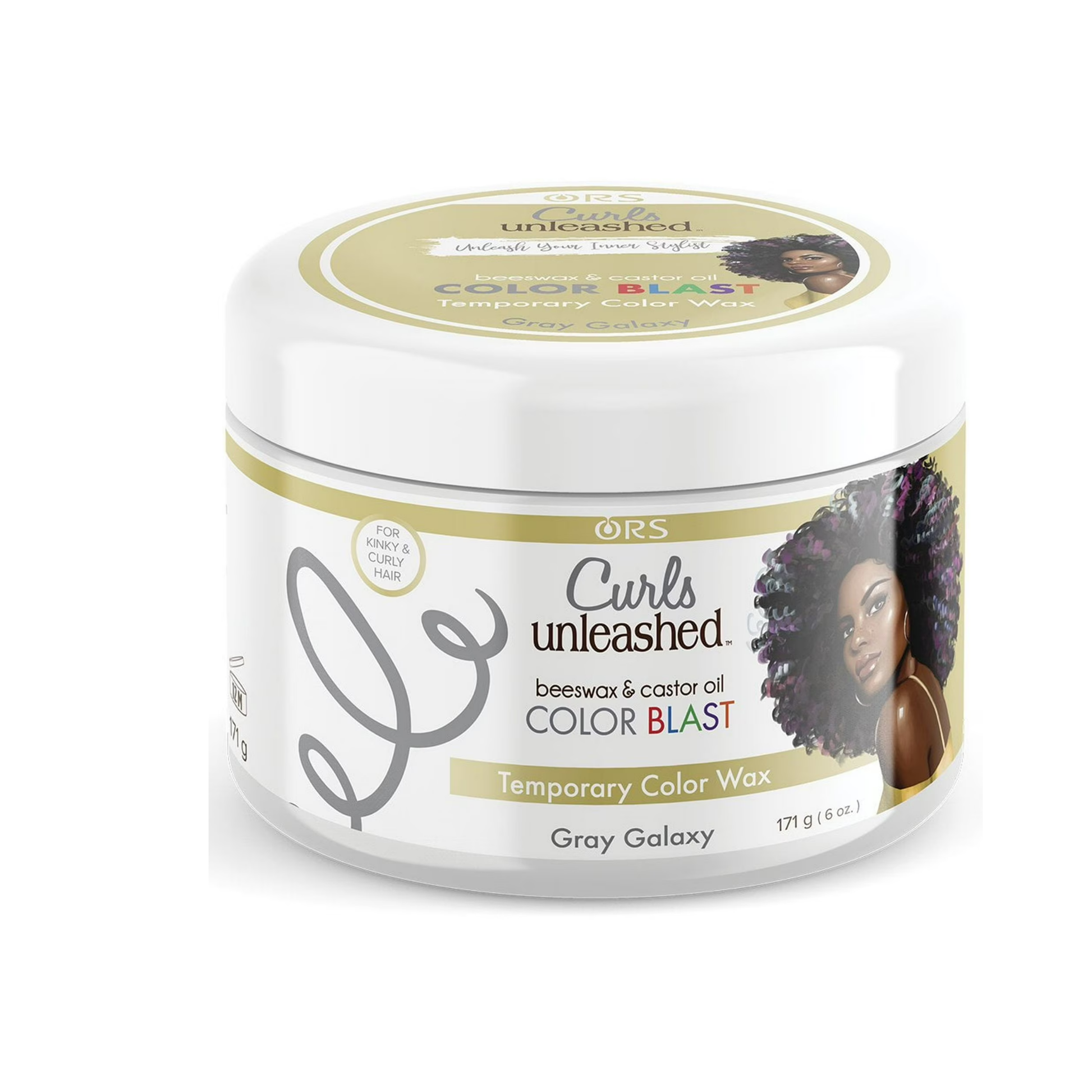 Temporary hair color wax 6oz for curls and textured hair, adds vivid color and definition.