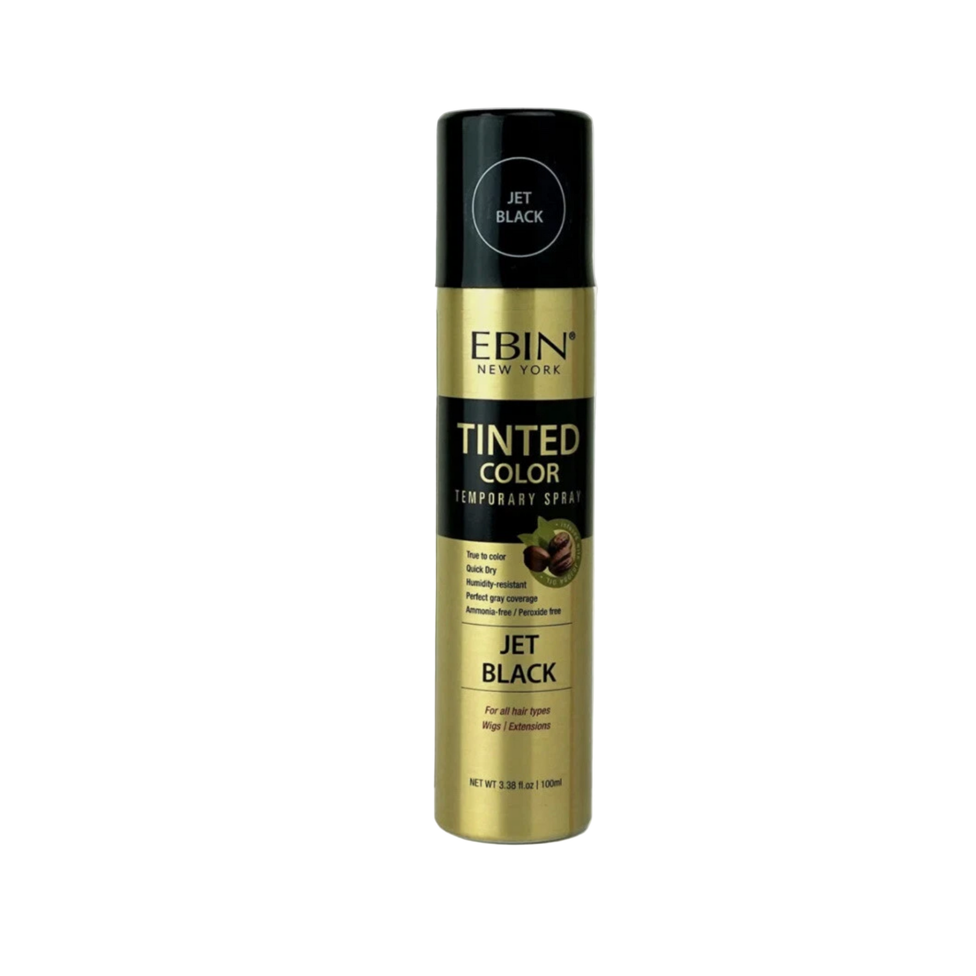 Temporary hair color spray jet black 3.38oz – quick-dry, gray coverage, ammonia-free.