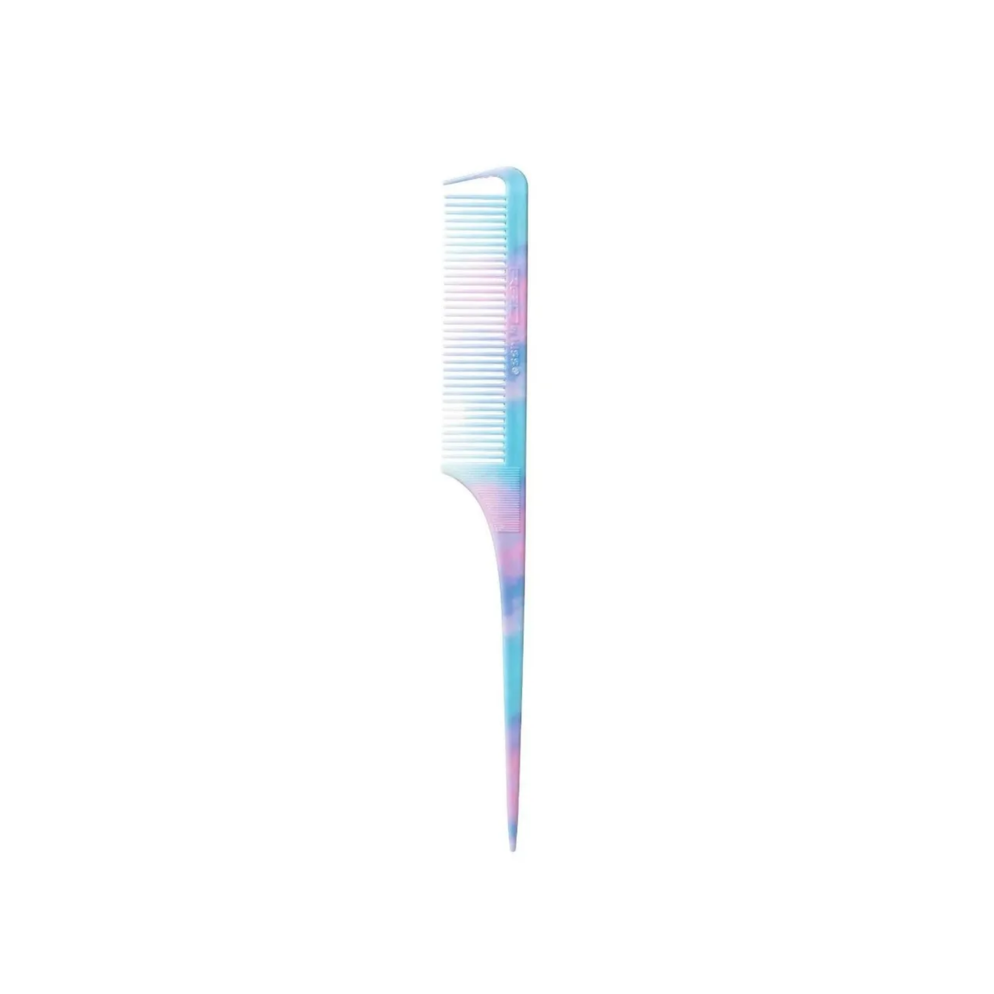 Tie-dye parting rat tail comb with plastic end pin for precision parting and sectioning 