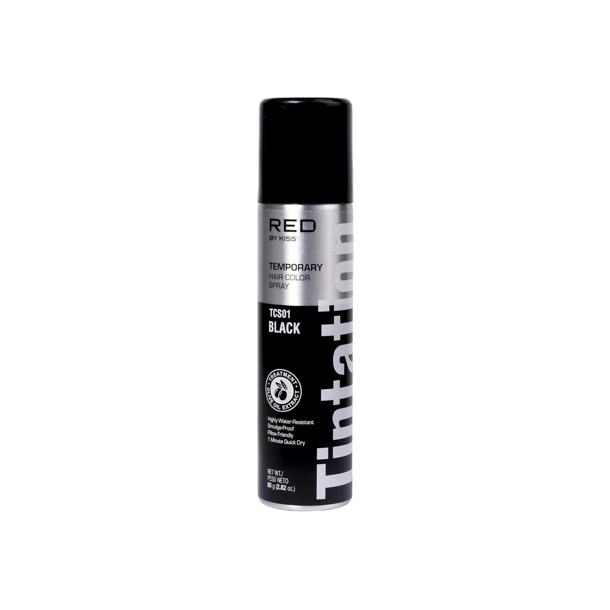 Black temporary root touch-up hair color spray bottle for instant gray coverage