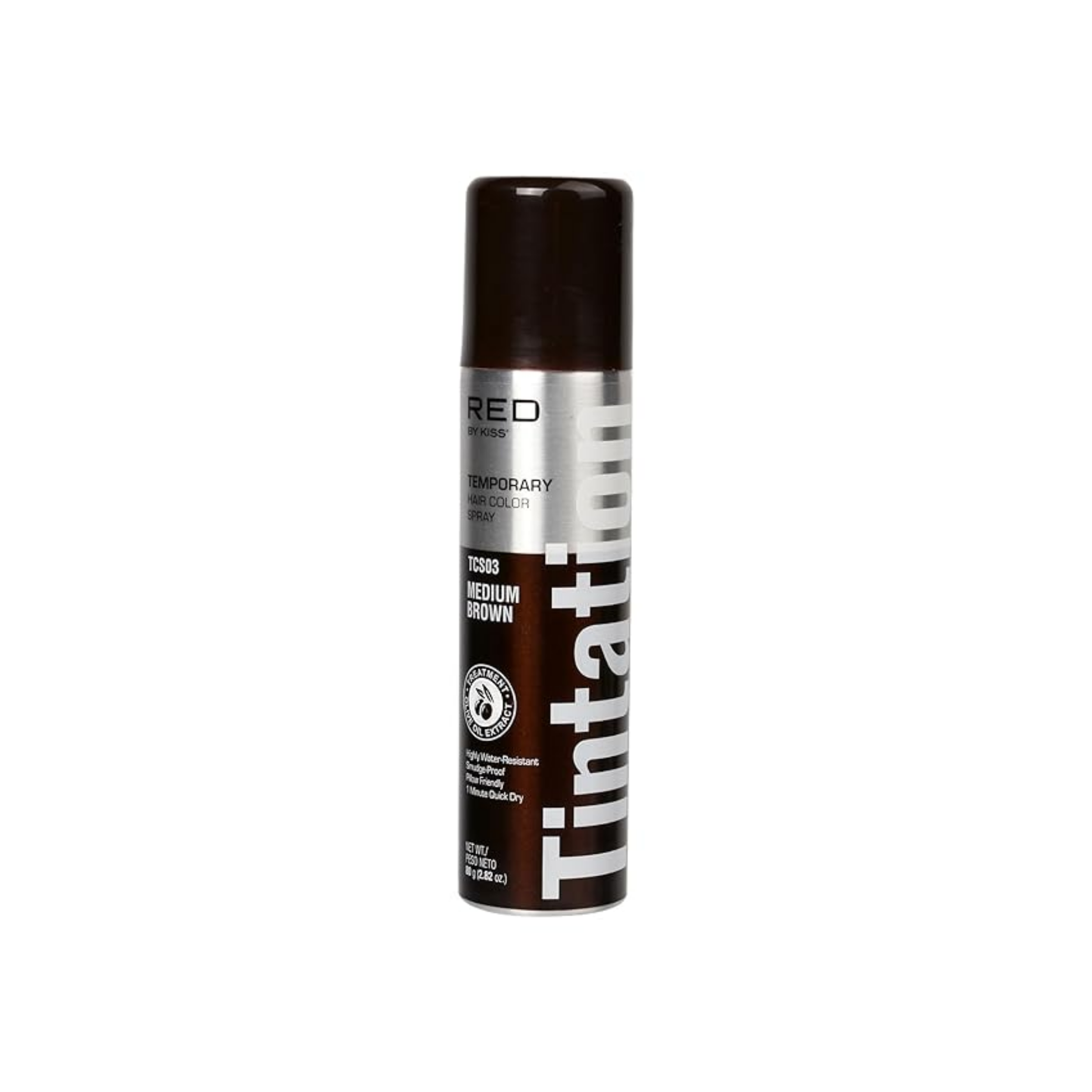 Medium Brown temporary hair color spray for gray root blending and touch-ups