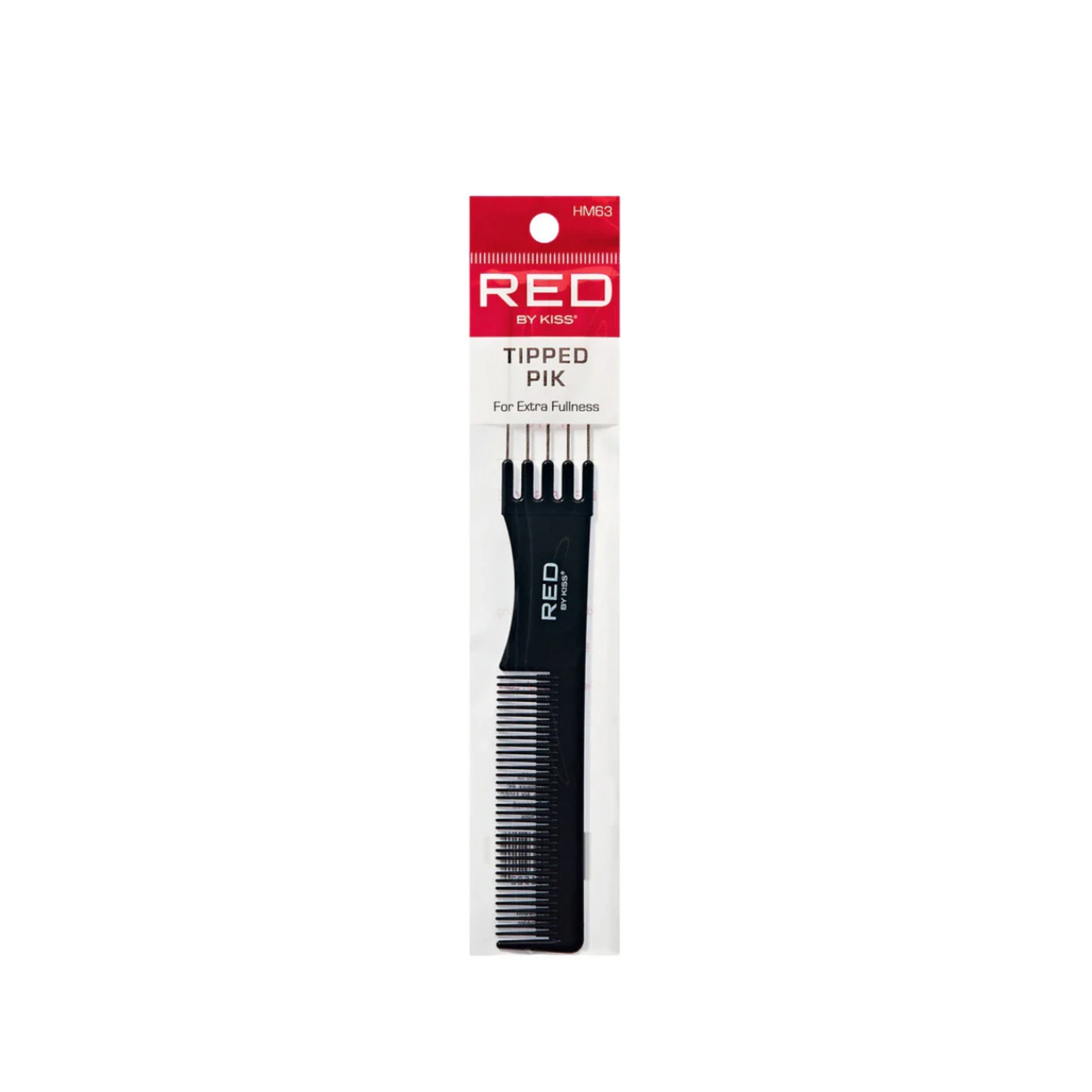 A tipped pik comb with wide-spaced teeth for gentle detangling and adding volume to textured and curly hair.