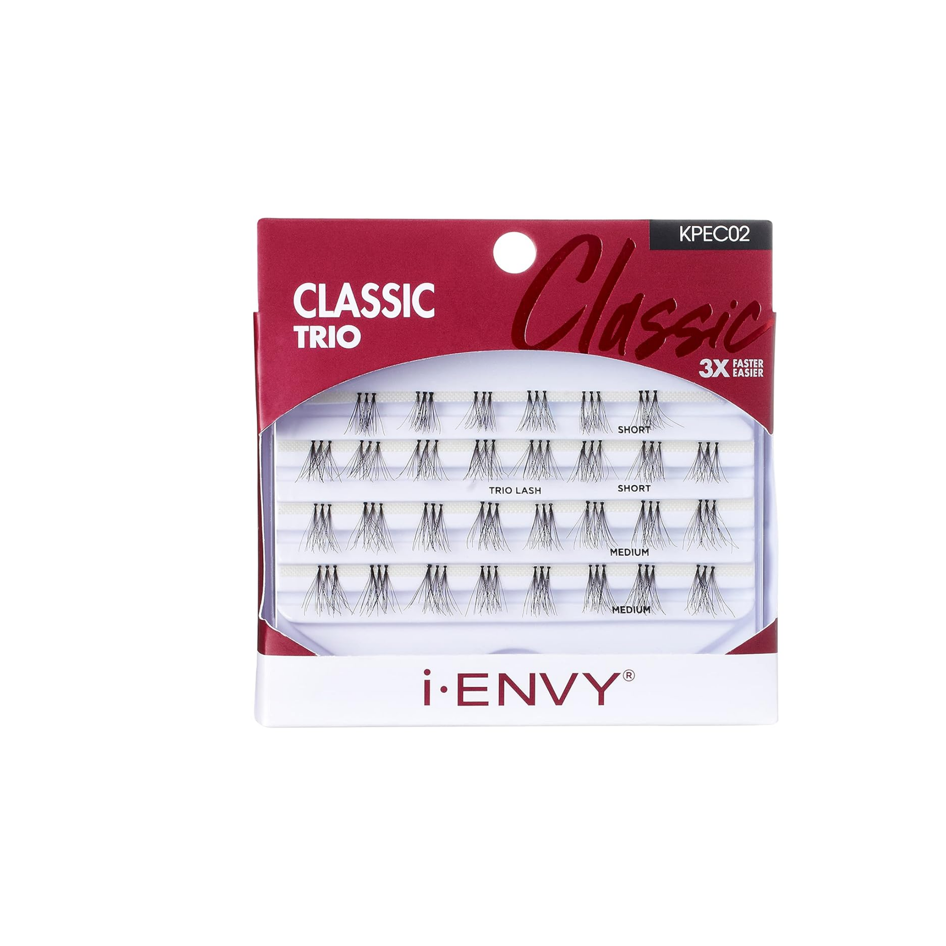 Classic trio lash clusters pack with short and medium lengths for quick, natural volume and easy application.