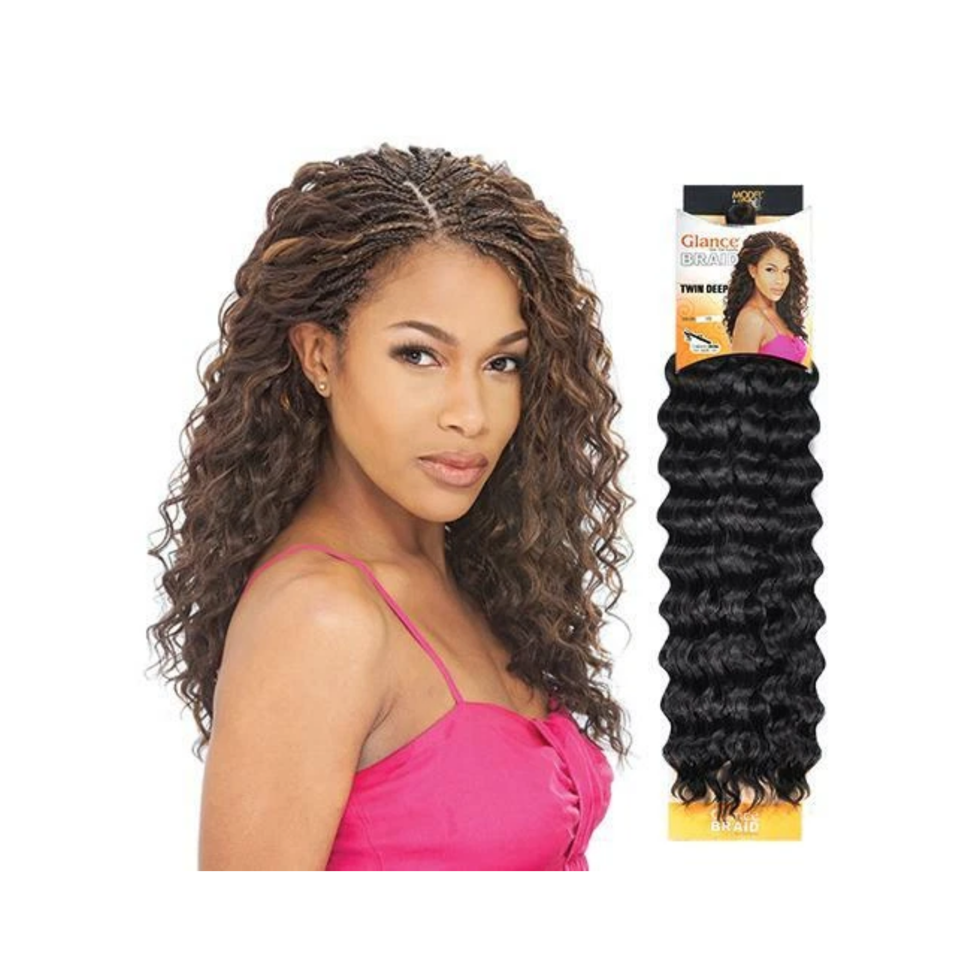 Twin deep synthetic crochet braid hair with defined deep wave pattern for protective styles